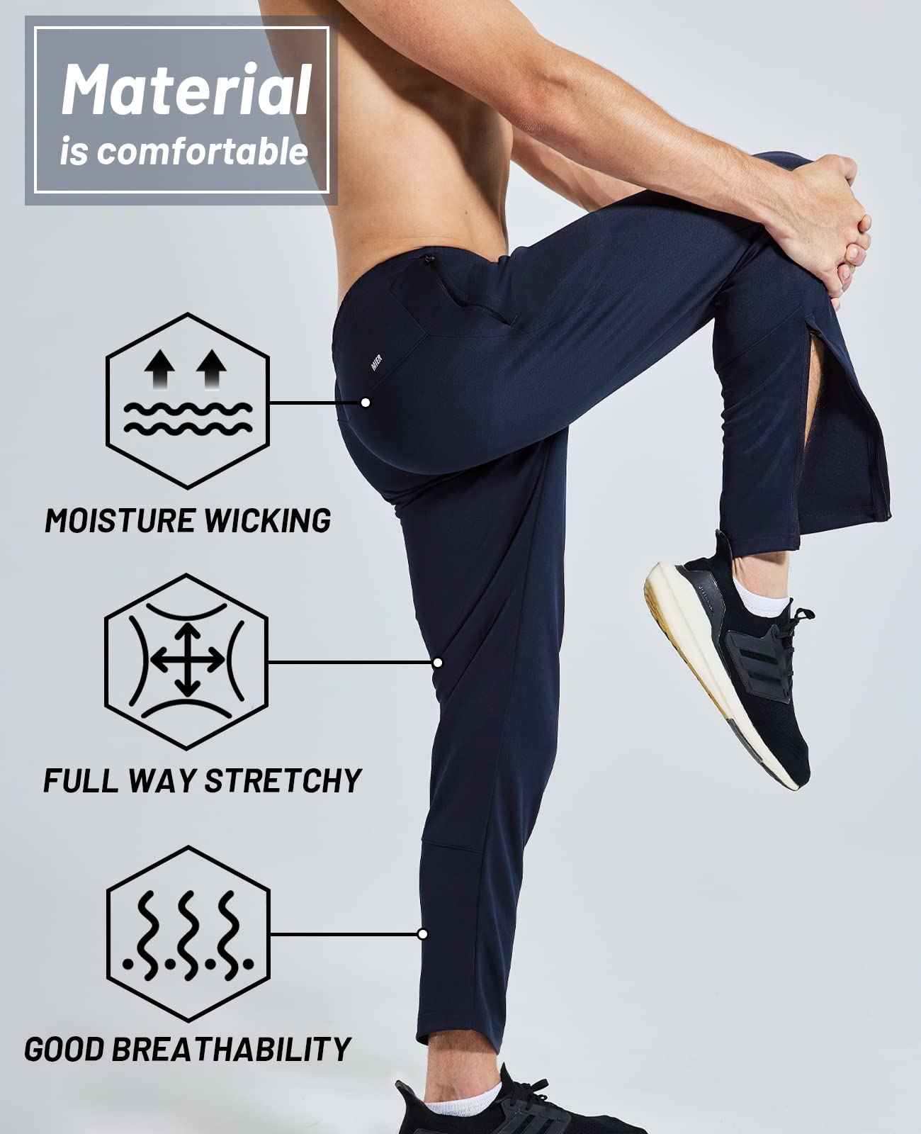 mier-men-s-athletic-joggers-with-pockets-double-knit-track-pants-with-zip-pocket image 8