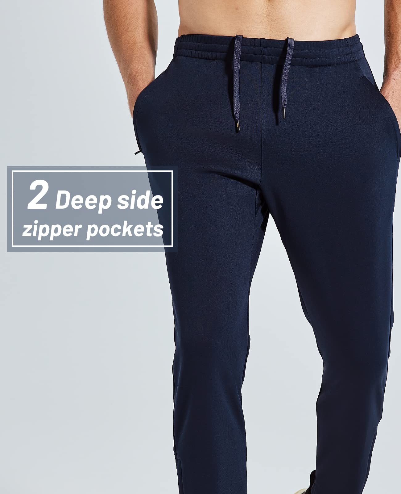 mier-men-s-athletic-joggers-with-pockets-double-knit-track-pants-with-zip-pocket image 5