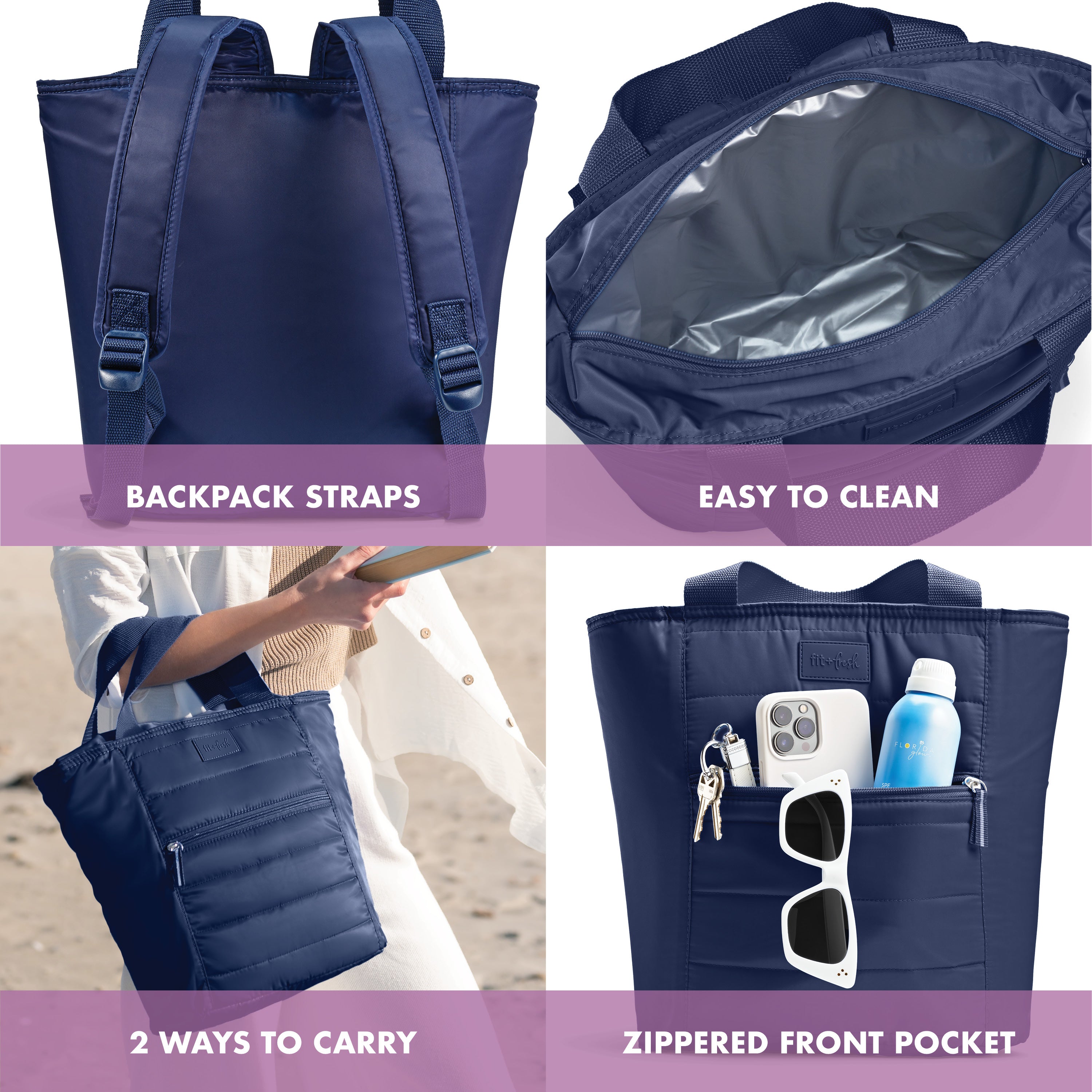 fit-fresh-mari-12-can-backpack-cooler-tote-midnight-blue-insulated-cooler-with-b image 5