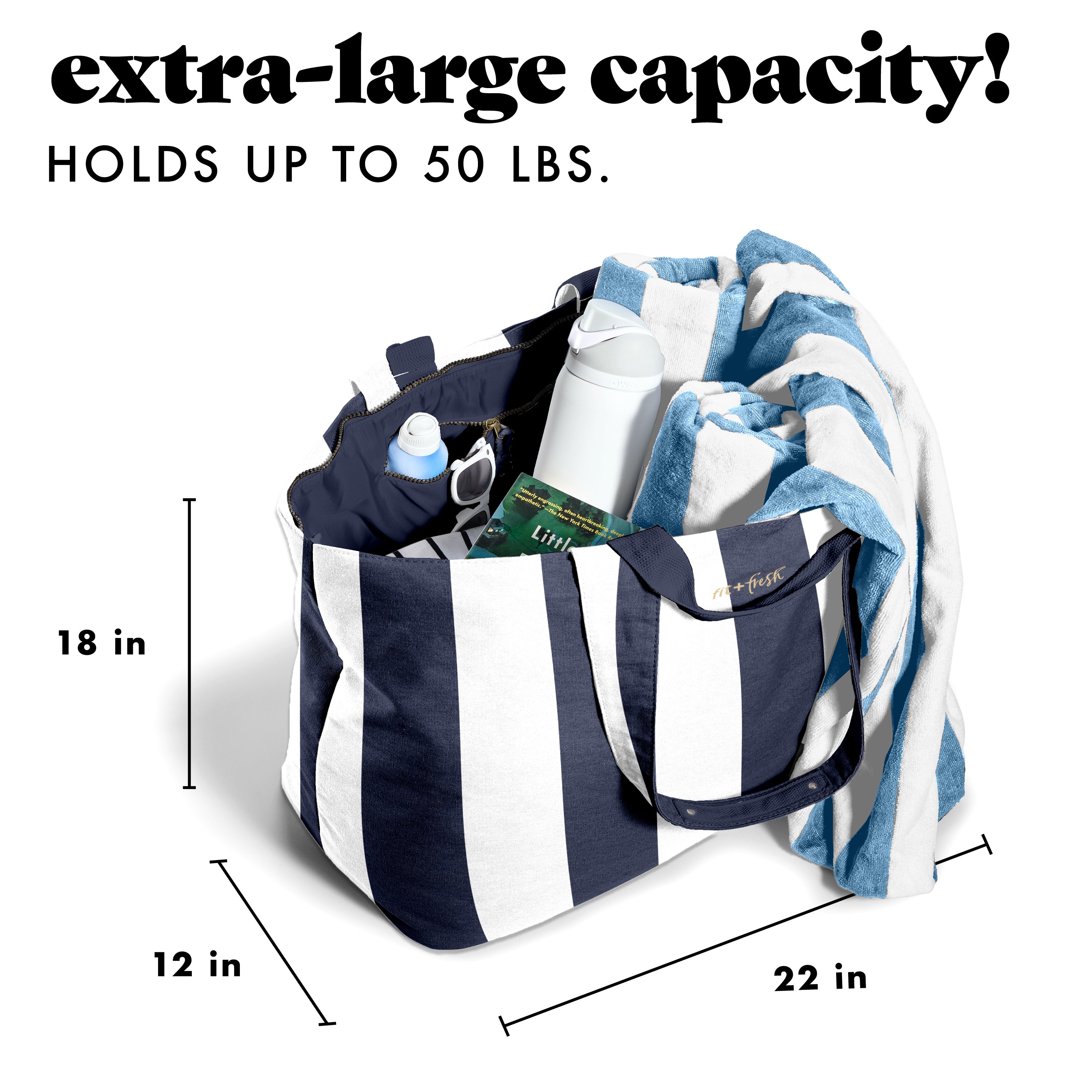 fit-fresh-all-the-things-xl-travel-tote-bag-navy-stripe image 3