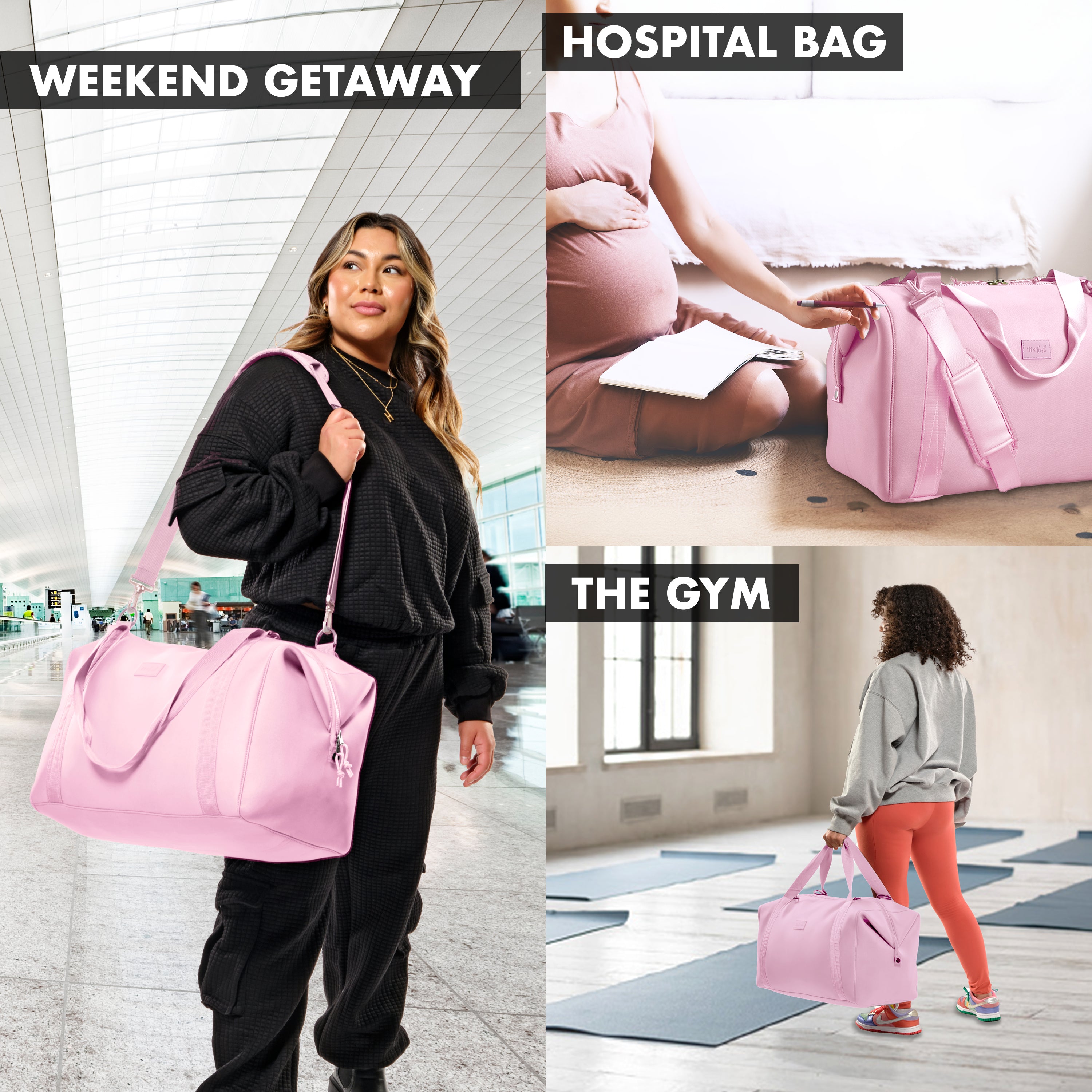fit-fresh-neoprene-adult-travel-duffel-ballet-pink image 5