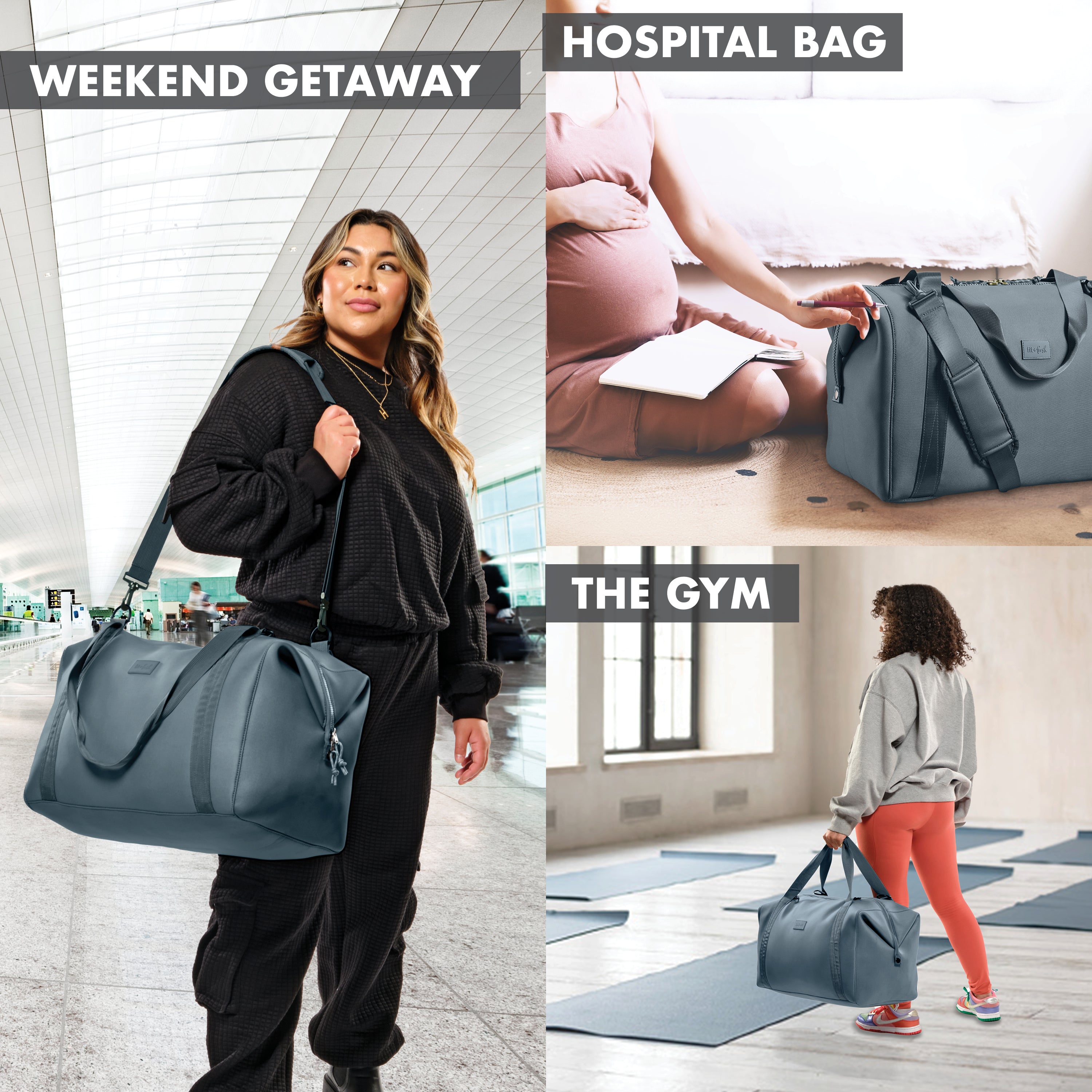 fit-fresh-neoprene-adult-travel-duffel-basalt-19-carry-on-weekender-bag-with-tro image 5