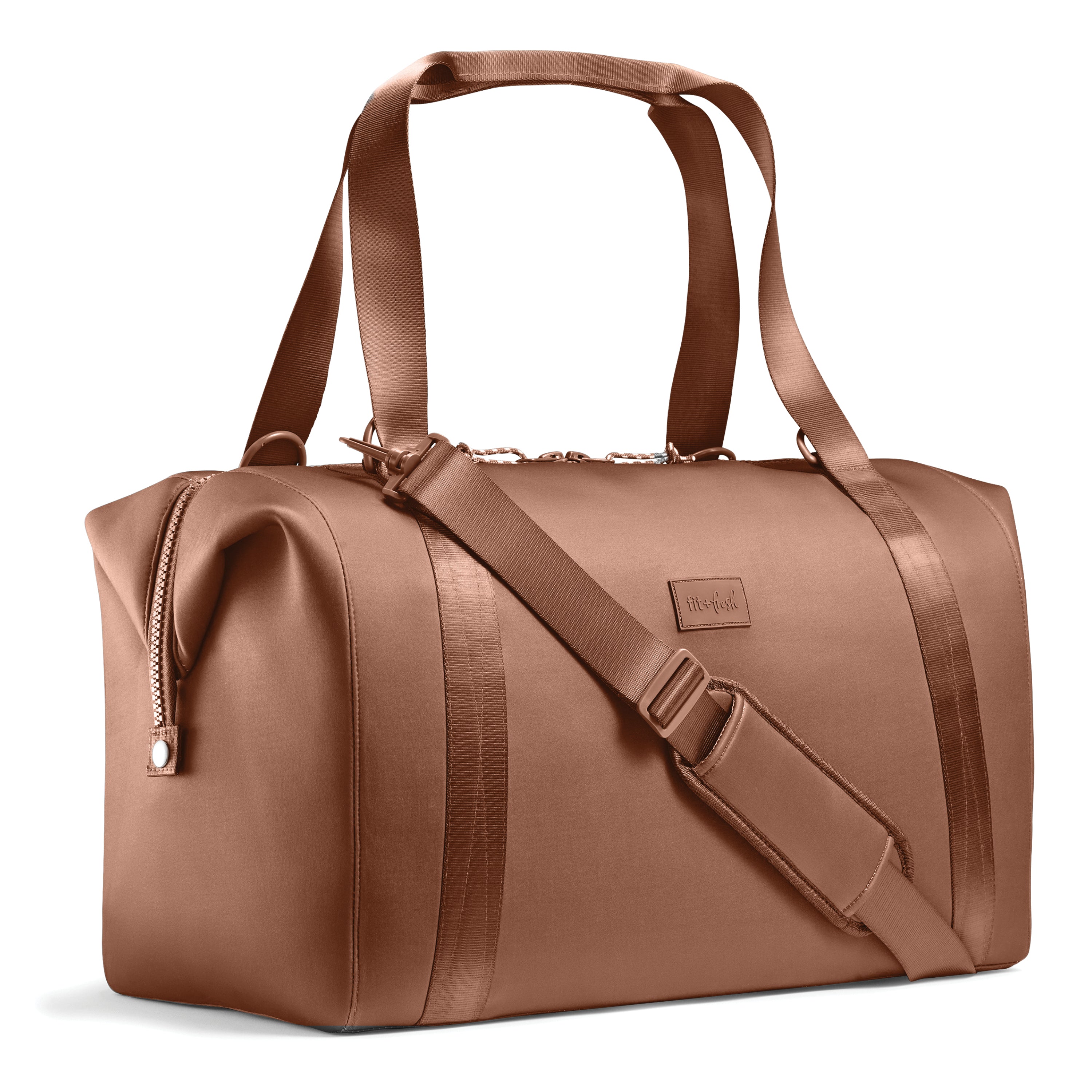 fit-fresh-neoprene-adult-travel-duffel-camel-19-inch-carry-on-weekender-bag-with image 1