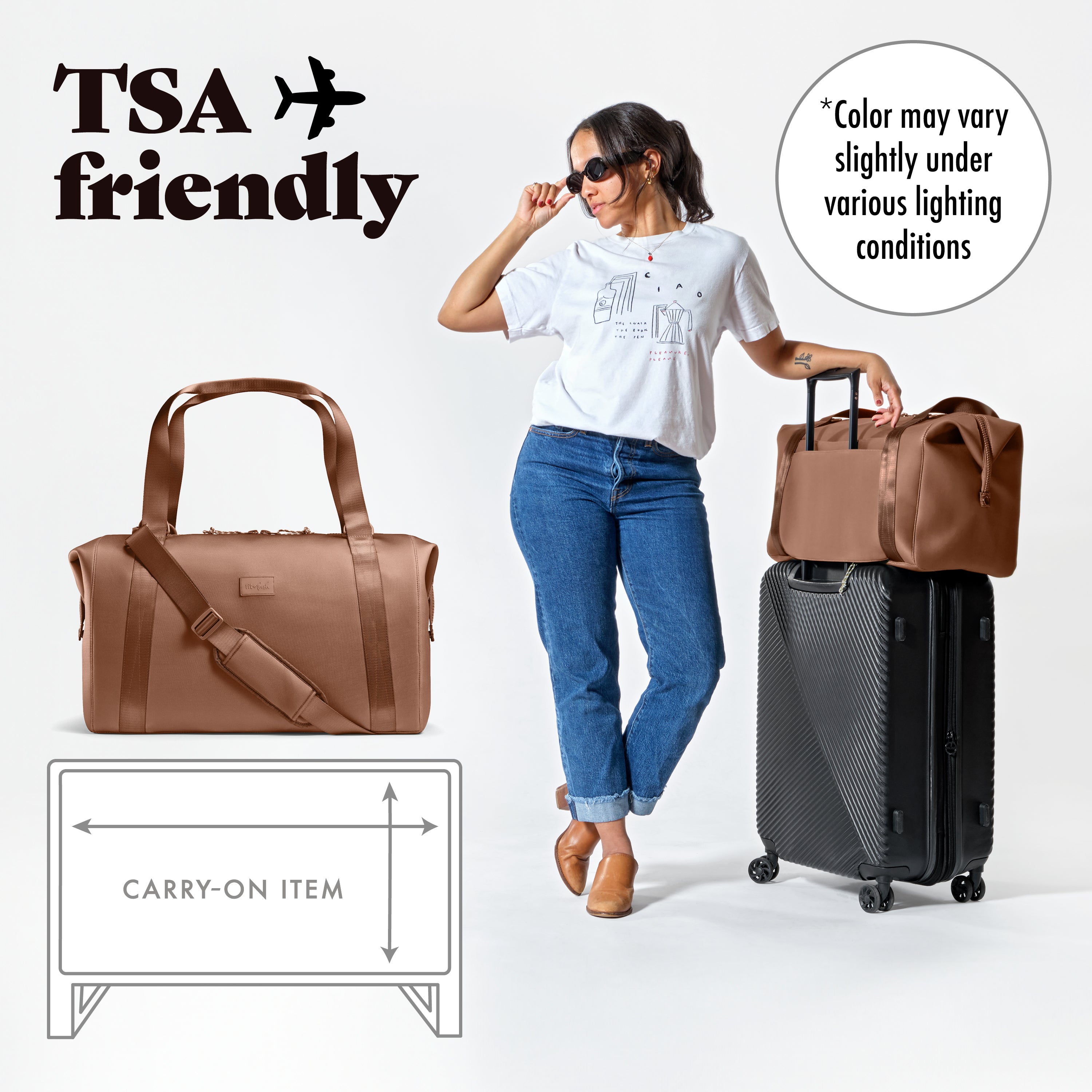 fit-fresh-neoprene-adult-travel-duffel-camel-19-inch-carry-on-weekender-bag-with image 3