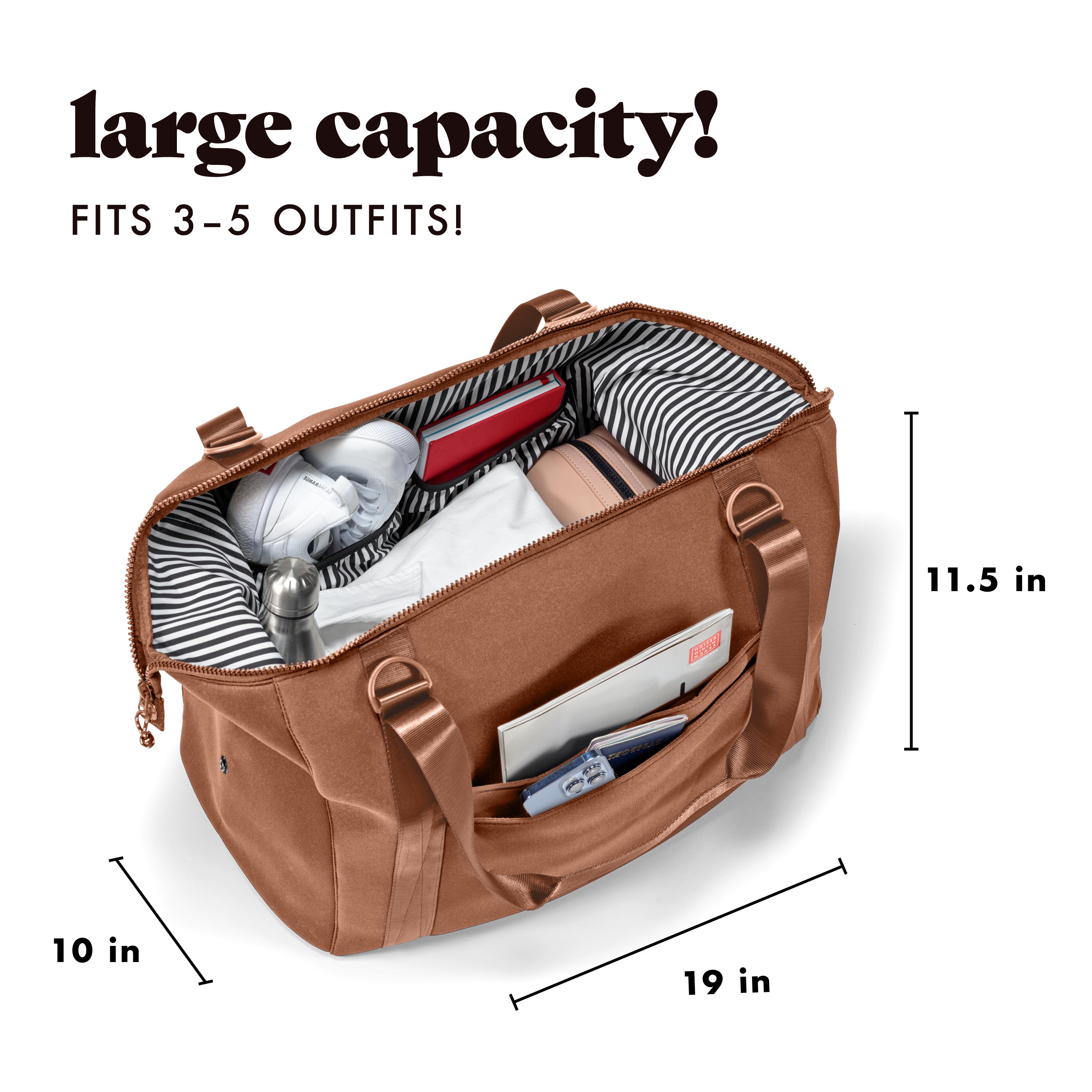 fit-fresh-neoprene-adult-travel-duffel-camel-19-inch-carry-on-weekender-bag-with image 2