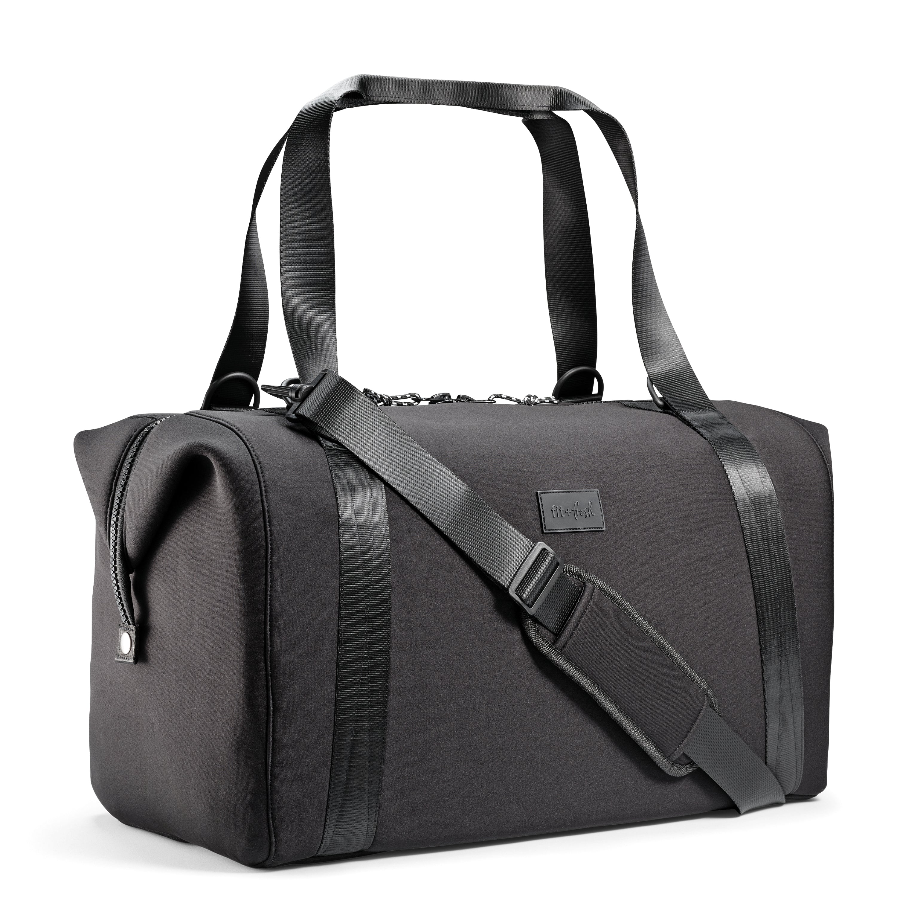 fit-fresh-neoprene-adult-travel-duffel-black-19-carry-on-weekender-bag-with-trol image 1