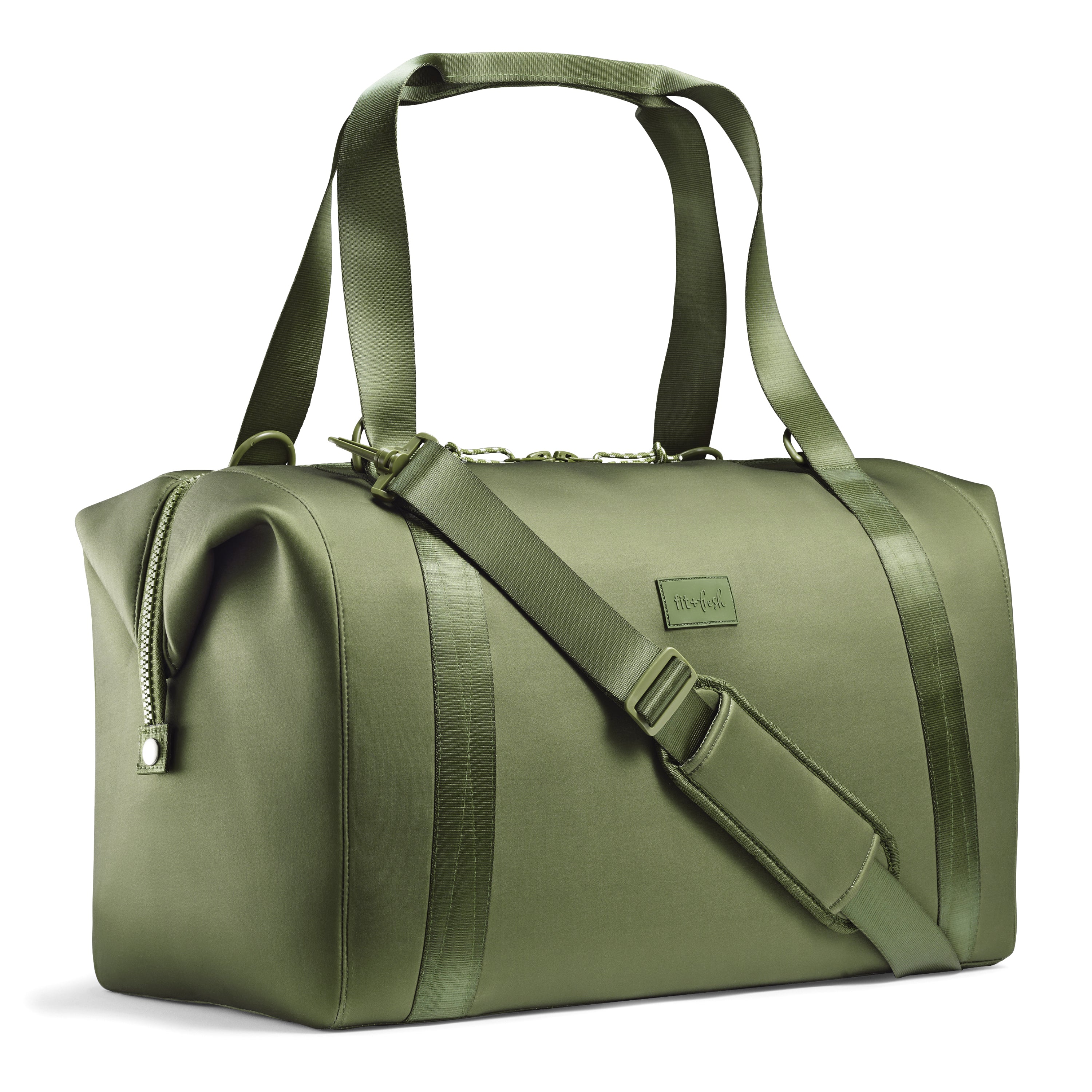 fit-fresh-neoprene-adult-travel-duffel-moss-19-carry-on-weekender-bag-with-troll image 1