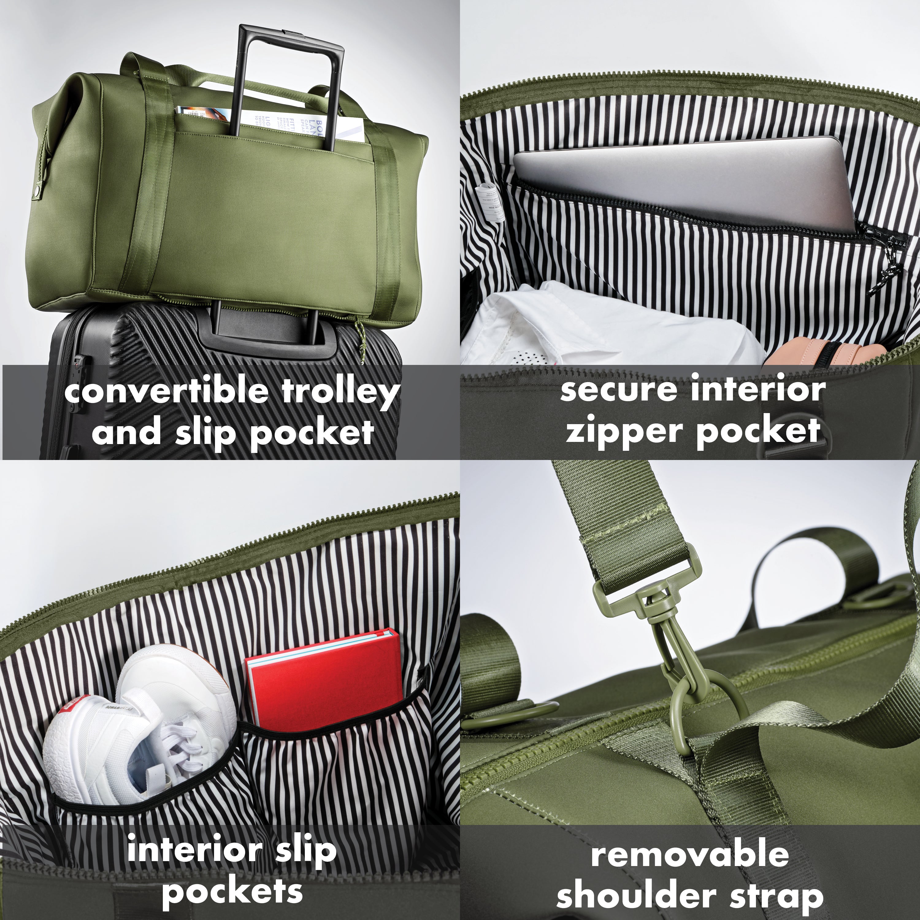 fit-fresh-neoprene-adult-travel-duffel-moss-19-carry-on-weekender-bag-with-troll image 4