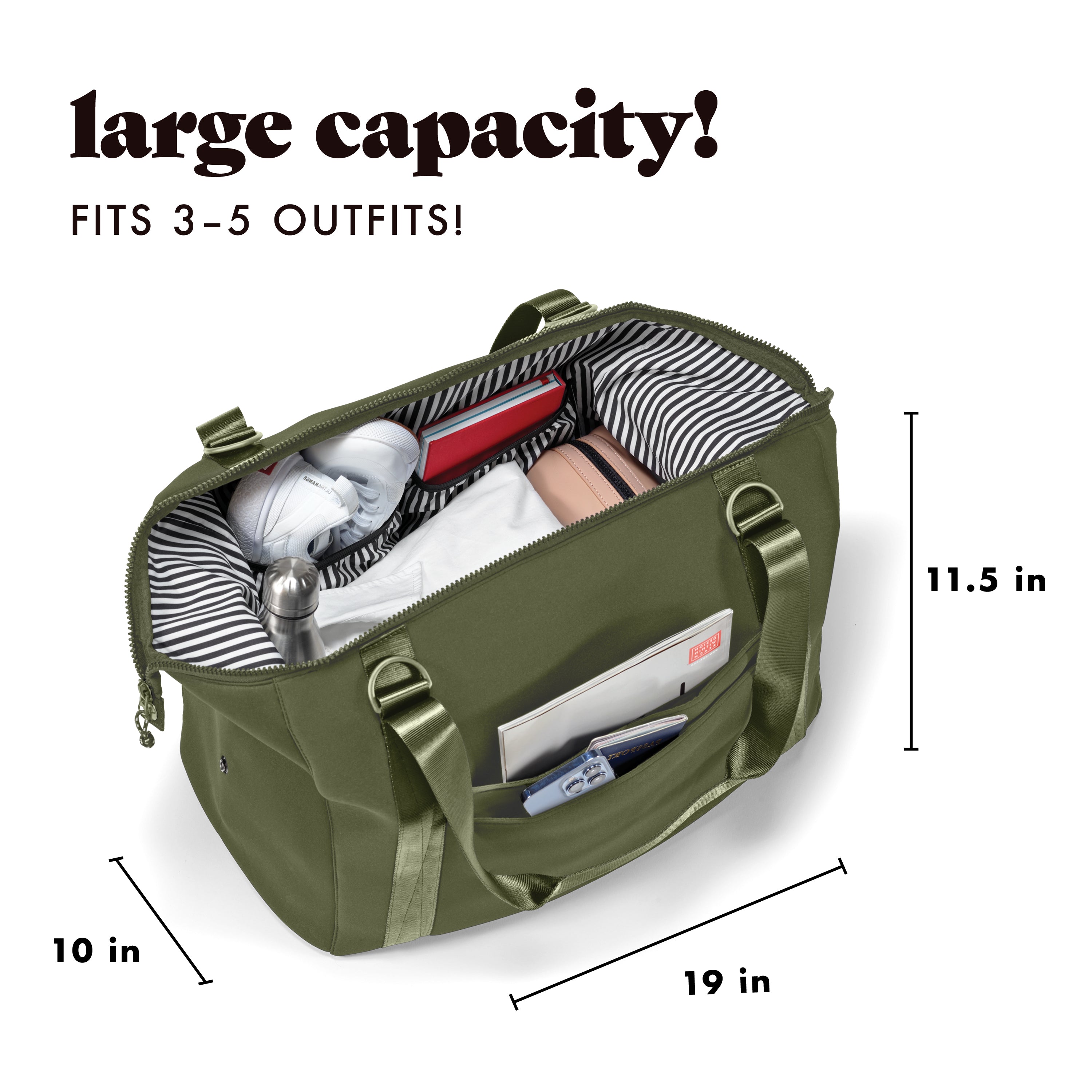 fit-fresh-neoprene-adult-travel-duffel-moss-19-carry-on-weekender-bag-with-troll image 2