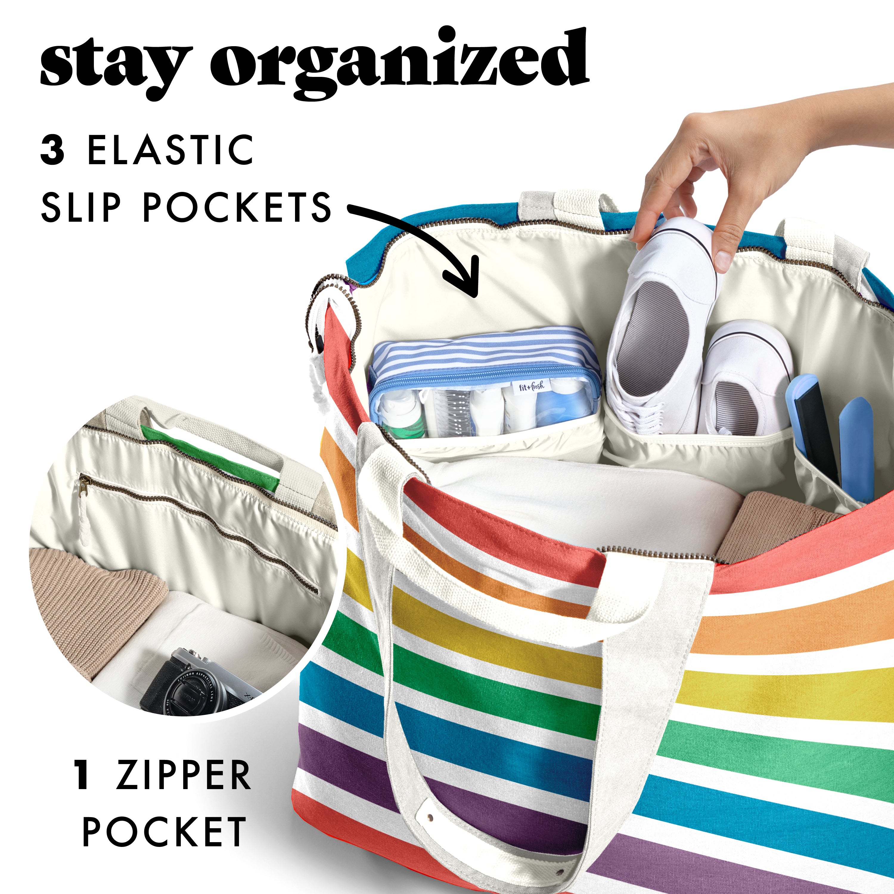 fit-fresh-all-the-things-xl-travel-tote-bag-colorful-stripe image 5
