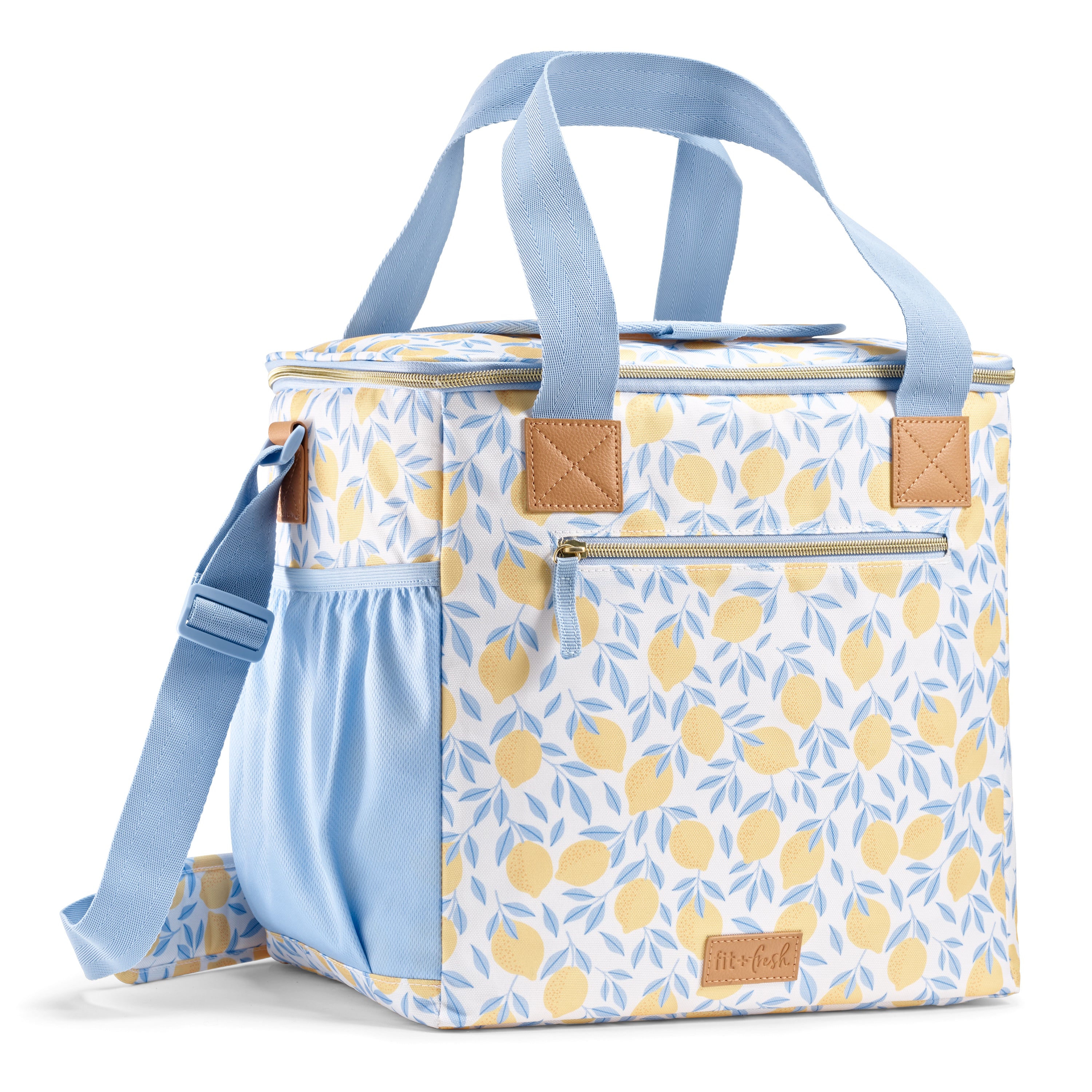 fit-fresh-regatta-24-can-soft-cooler-lemon-vines-insulated-leak-resistant-crossb image 1