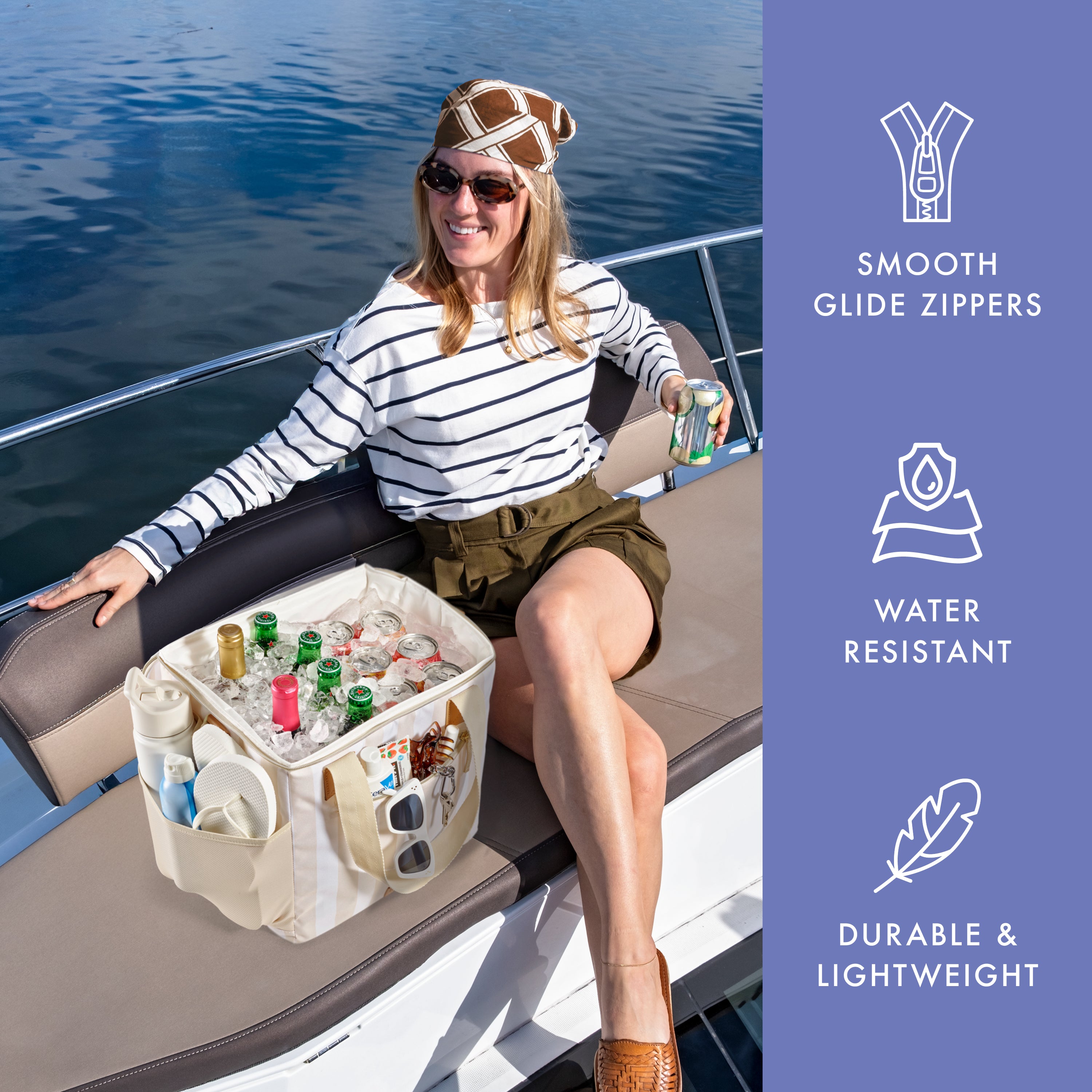 fit-fresh-regatta-24-can-soft-cooler-pina-colada-stripe-insulated-leak-resistant image 5