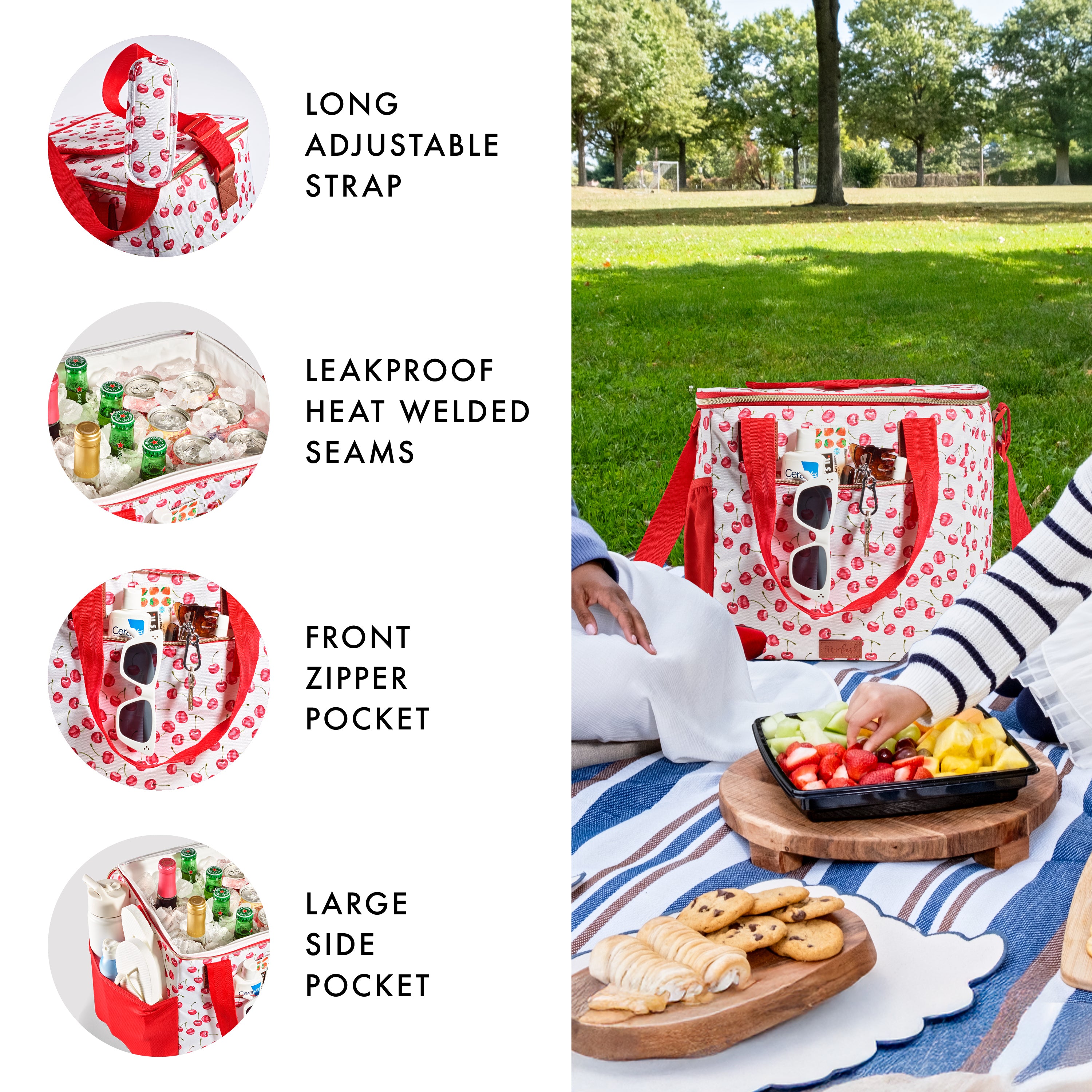 fit-fresh-regatta-24-can-soft-cooler-cherries-insulated-leak-resistant-soft-side image 3