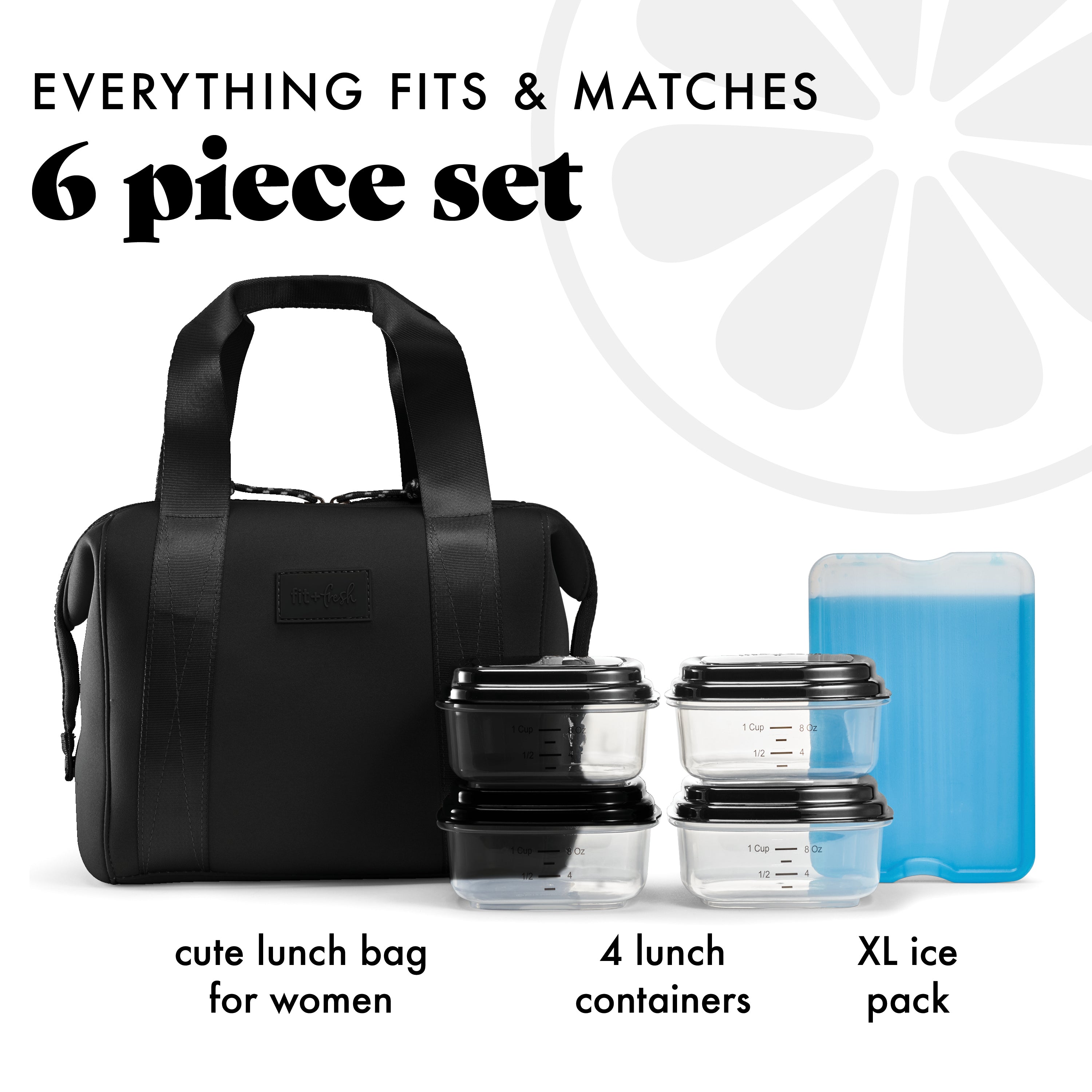 fit-fresh-remi-neoprene-lunch-bag-with-lunch-kit-black image 2