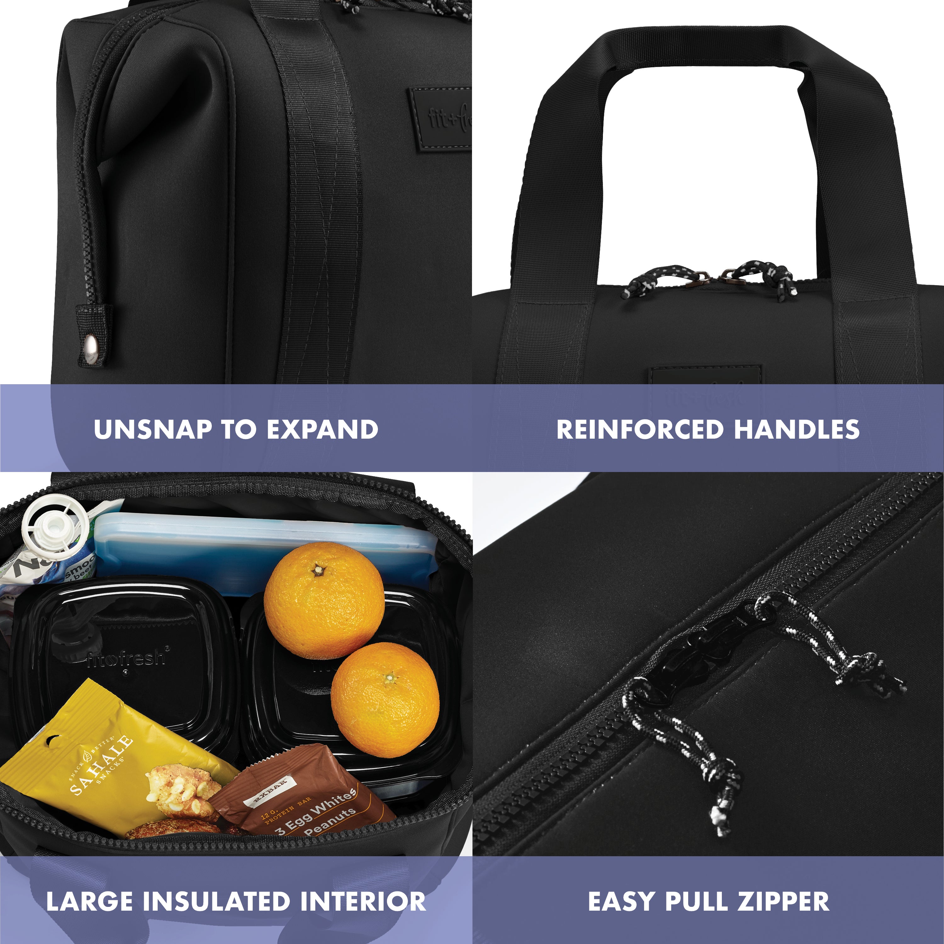 fit-fresh-remi-neoprene-lunch-bag-with-lunch-kit-black image 3