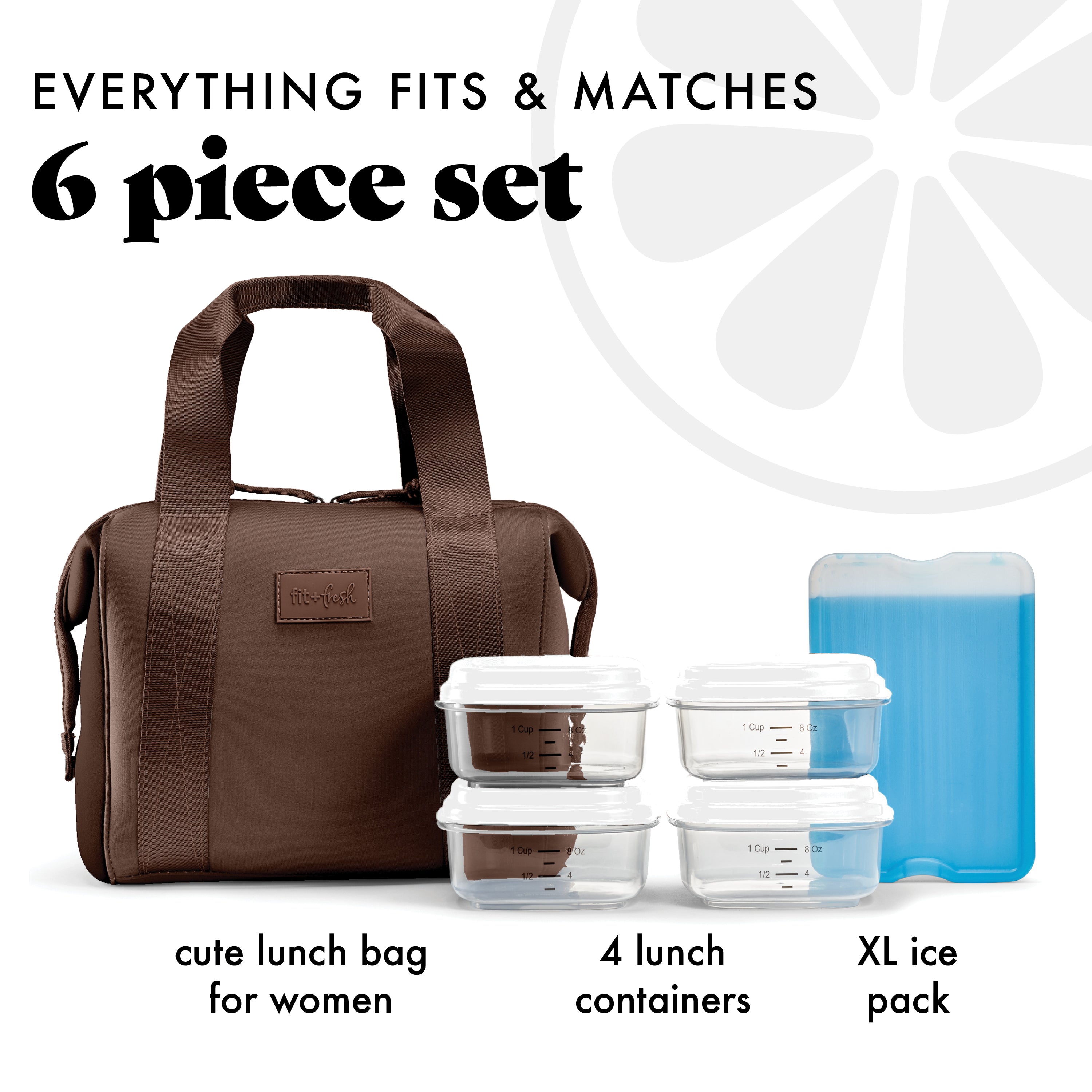 fit-fresh-remi-neoprene-lunch-bag-with-lunch-kit-dark-chocolate-machine-washable image 2