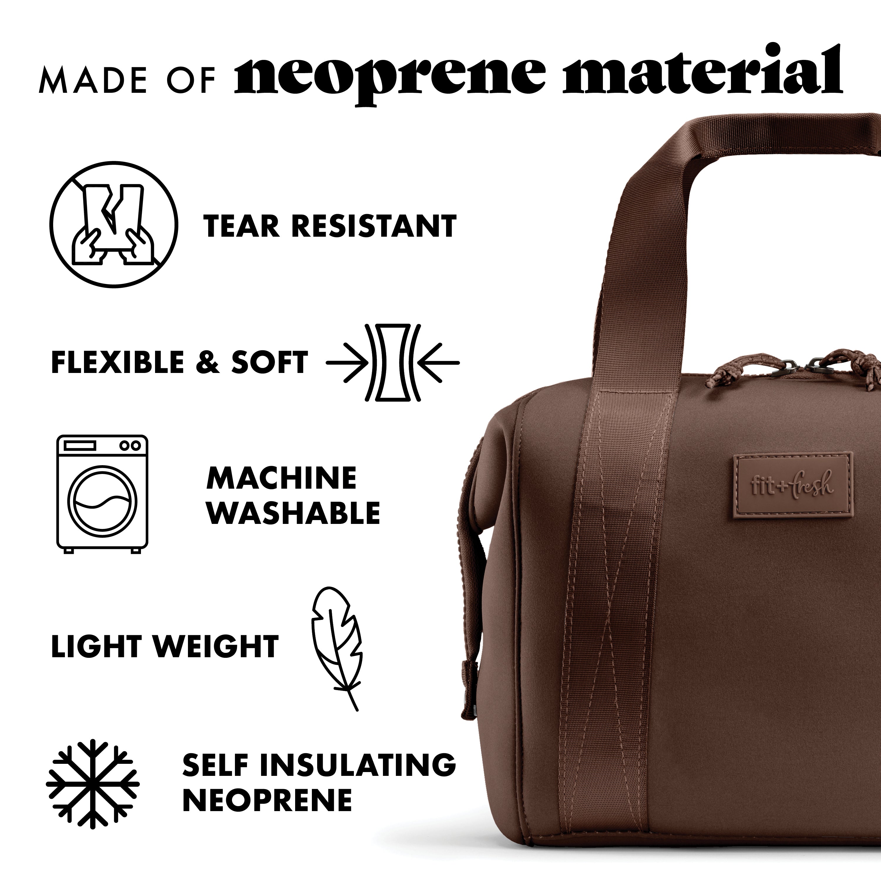 fit-fresh-remi-neoprene-lunch-bag-with-lunch-kit-dark-chocolate-machine-washable image 4