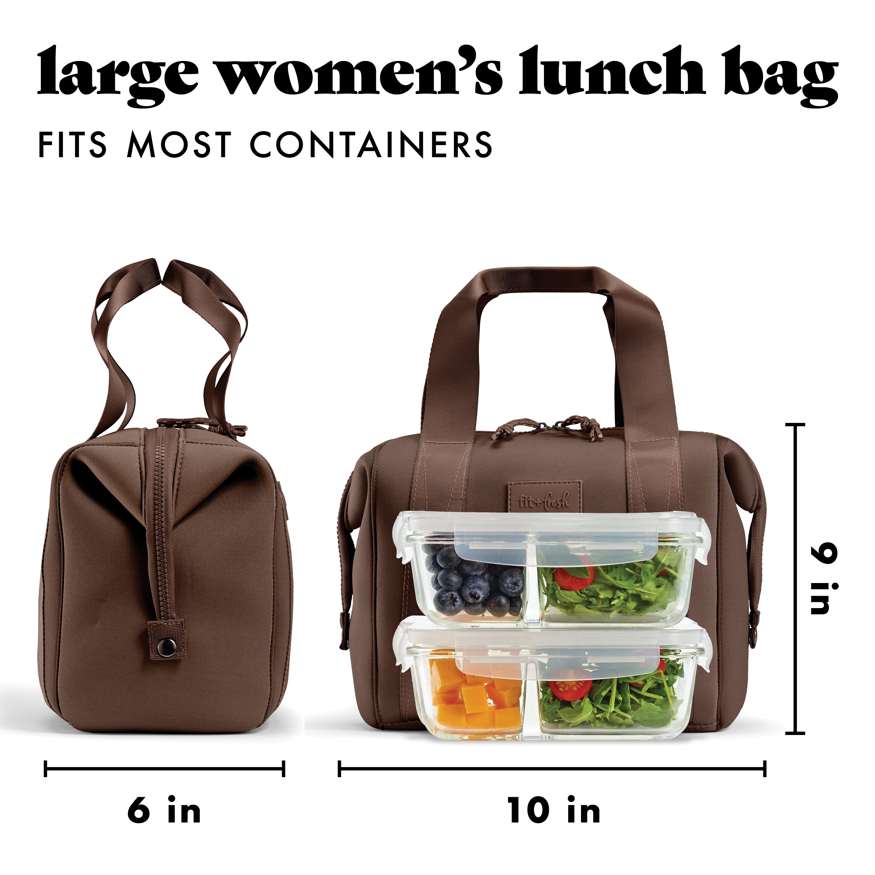 fit-fresh-remi-neoprene-lunch-bag-with-lunch-kit-dark-chocolate-machine-washable image 5