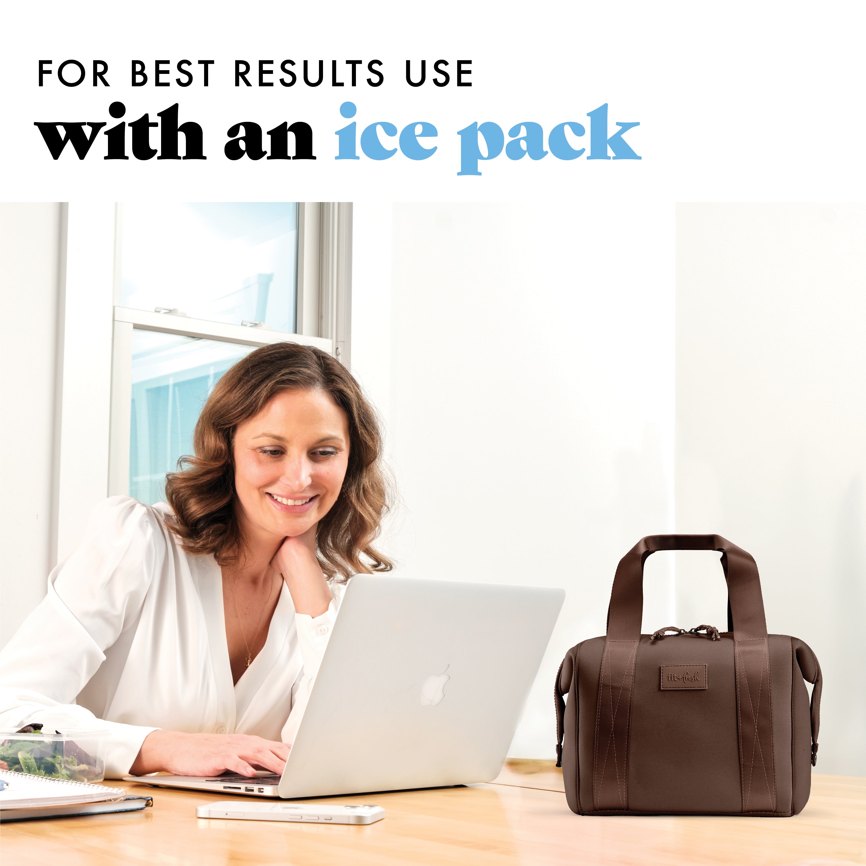 fit-fresh-remi-neoprene-lunch-bag-with-lunch-kit-dark-chocolate-machine-washable image 6