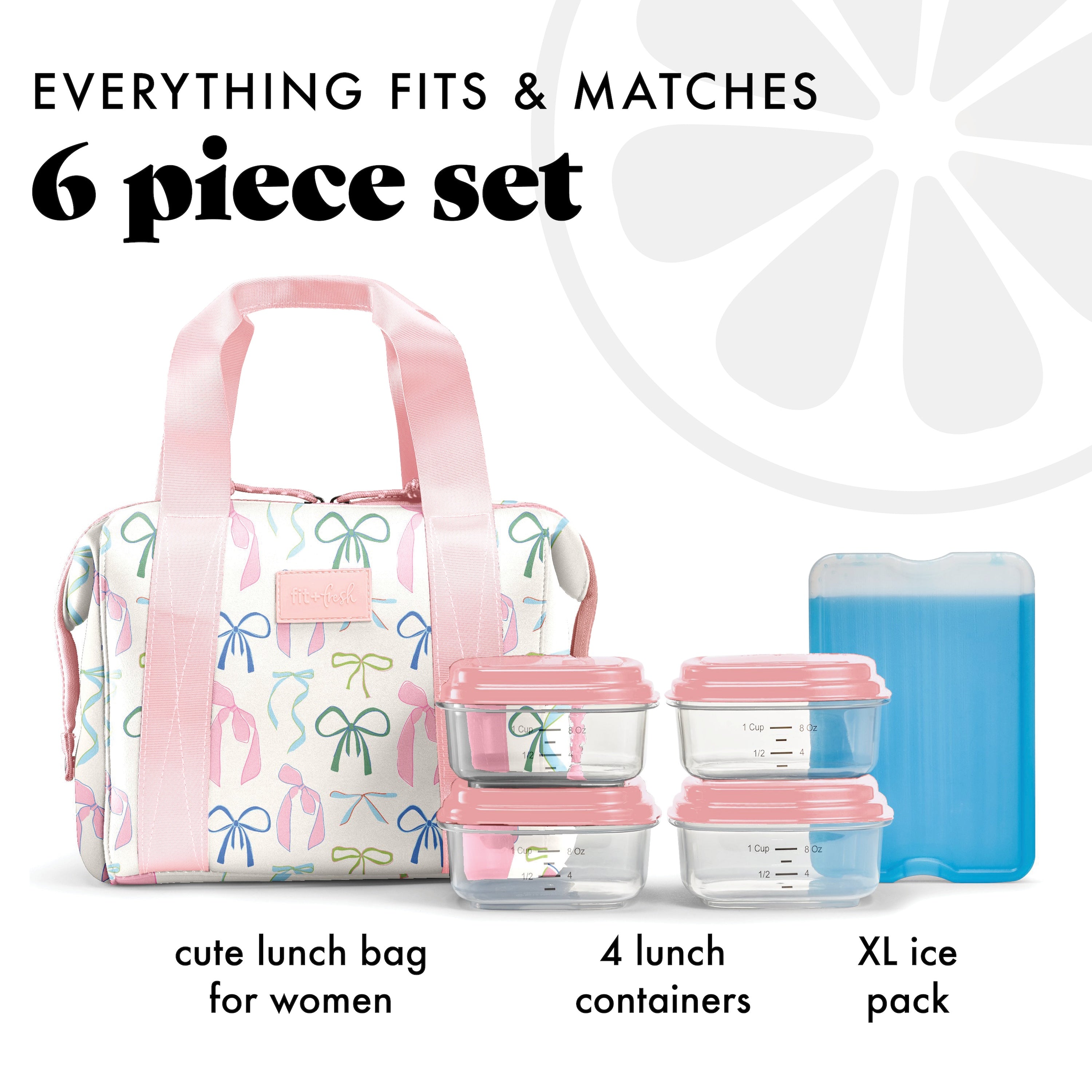 fit-fresh-remi-neoprene-lunch-bag-with-lunch-kit-dainty-bows-self-insulating-was image 2