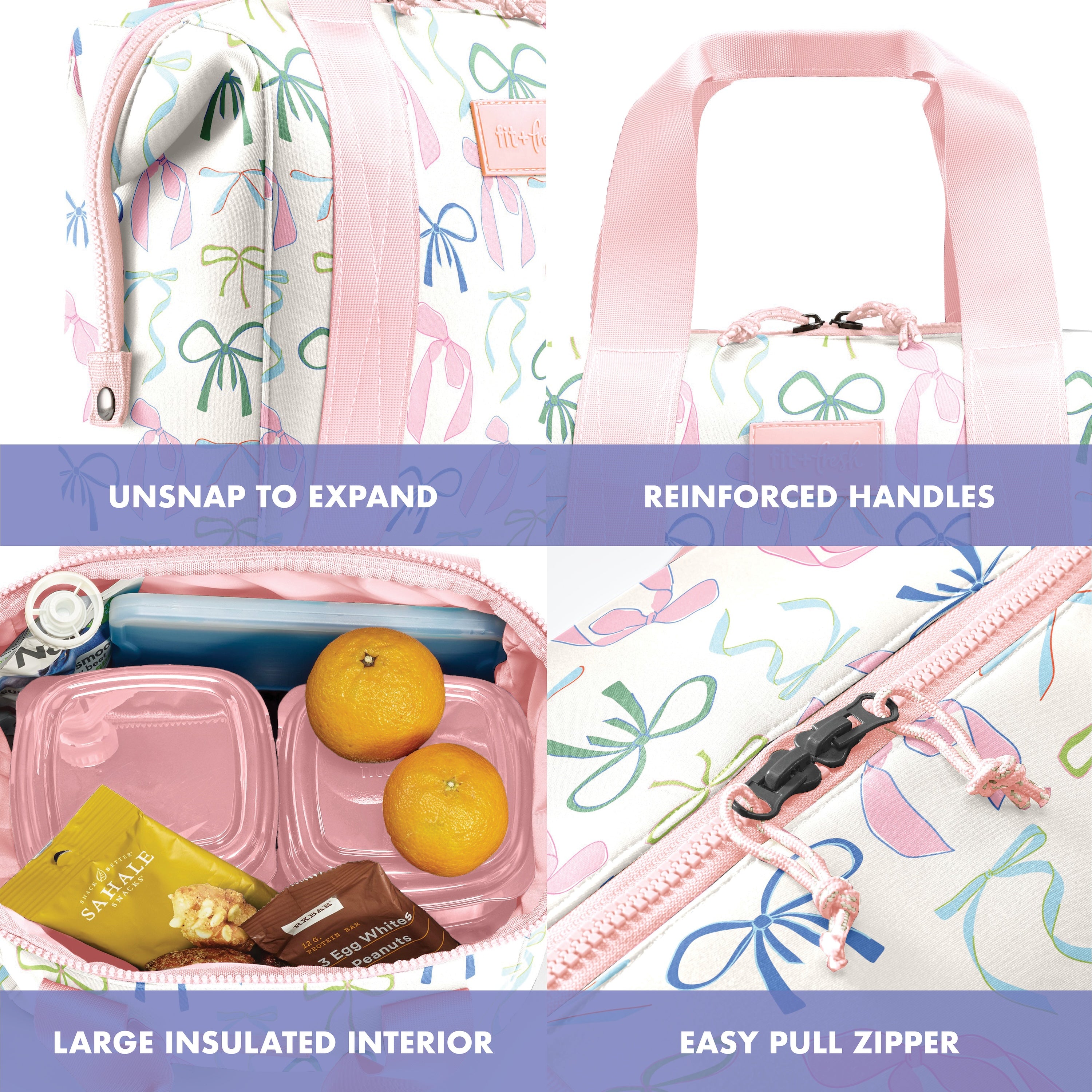 fit-fresh-remi-neoprene-lunch-bag-with-lunch-kit-dainty-bows-self-insulating-was image 3