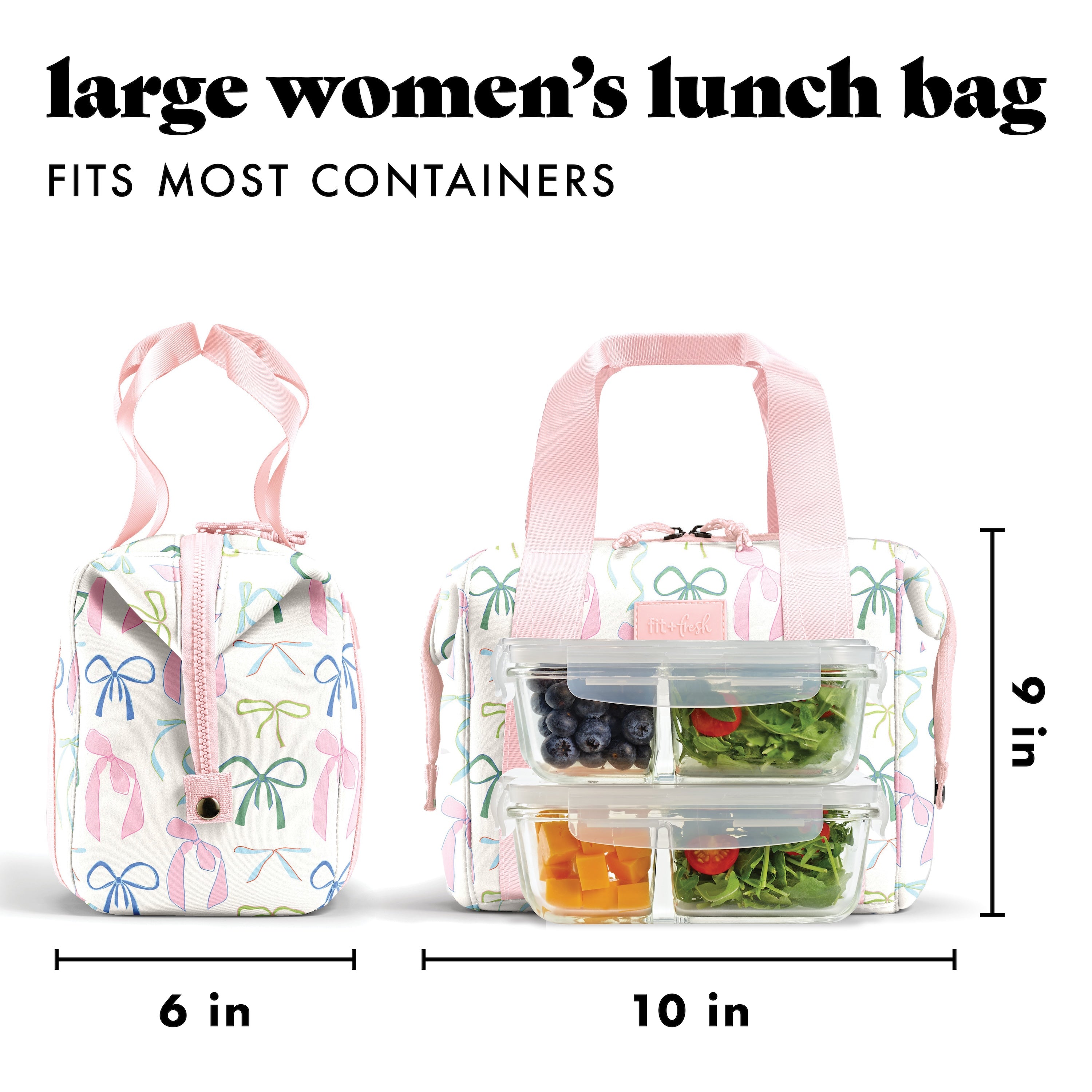 fit-fresh-remi-neoprene-lunch-bag-with-lunch-kit-dainty-bows-self-insulating-was image 5