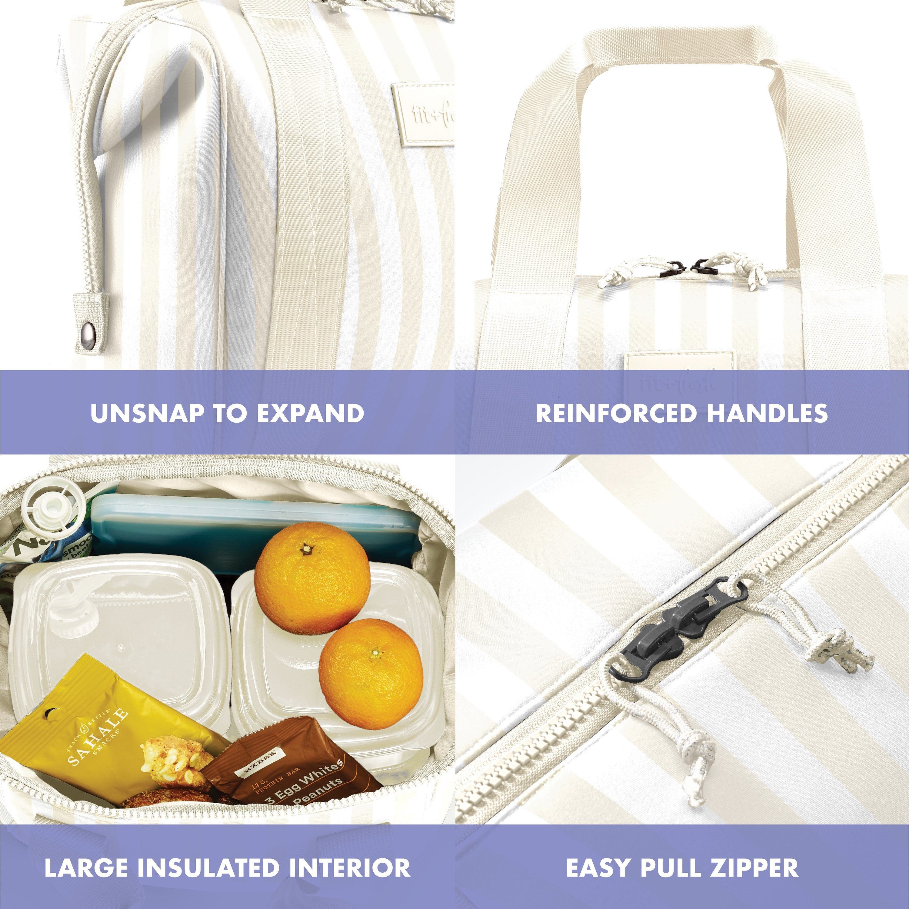 fit-fresh-remi-neoprene-lunch-bag-with-lunch-kit-ivory-stripe image 3