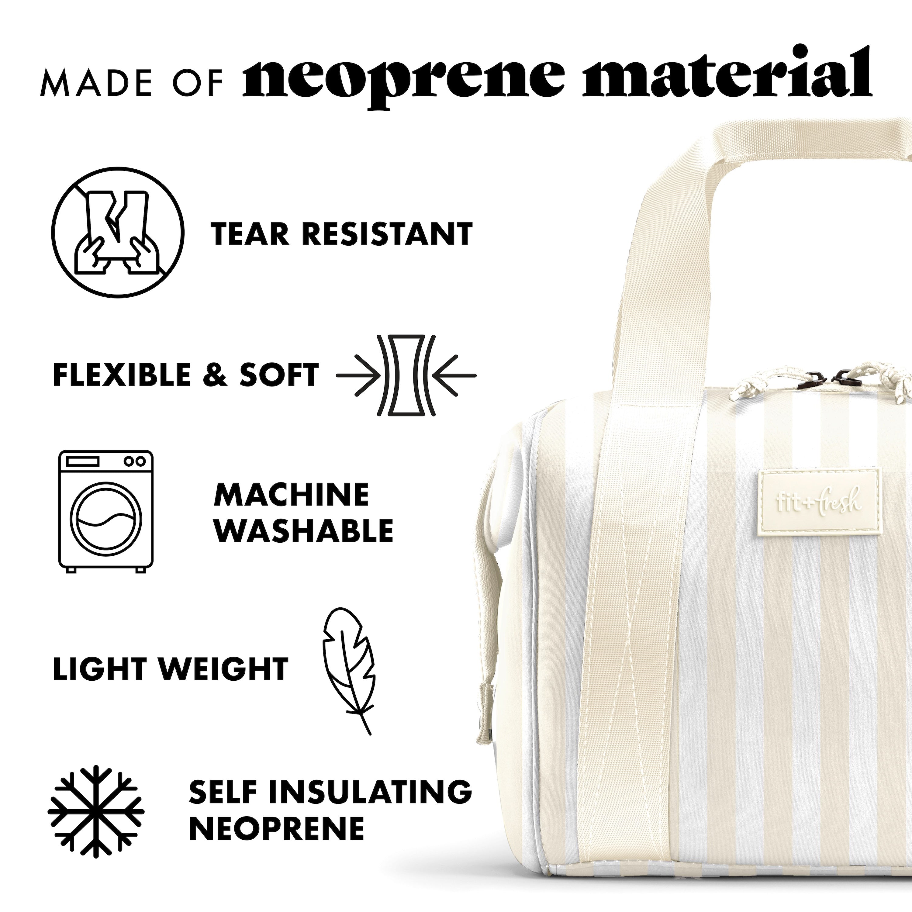 fit-fresh-remi-neoprene-lunch-bag-with-lunch-kit-ivory-stripe image 4
