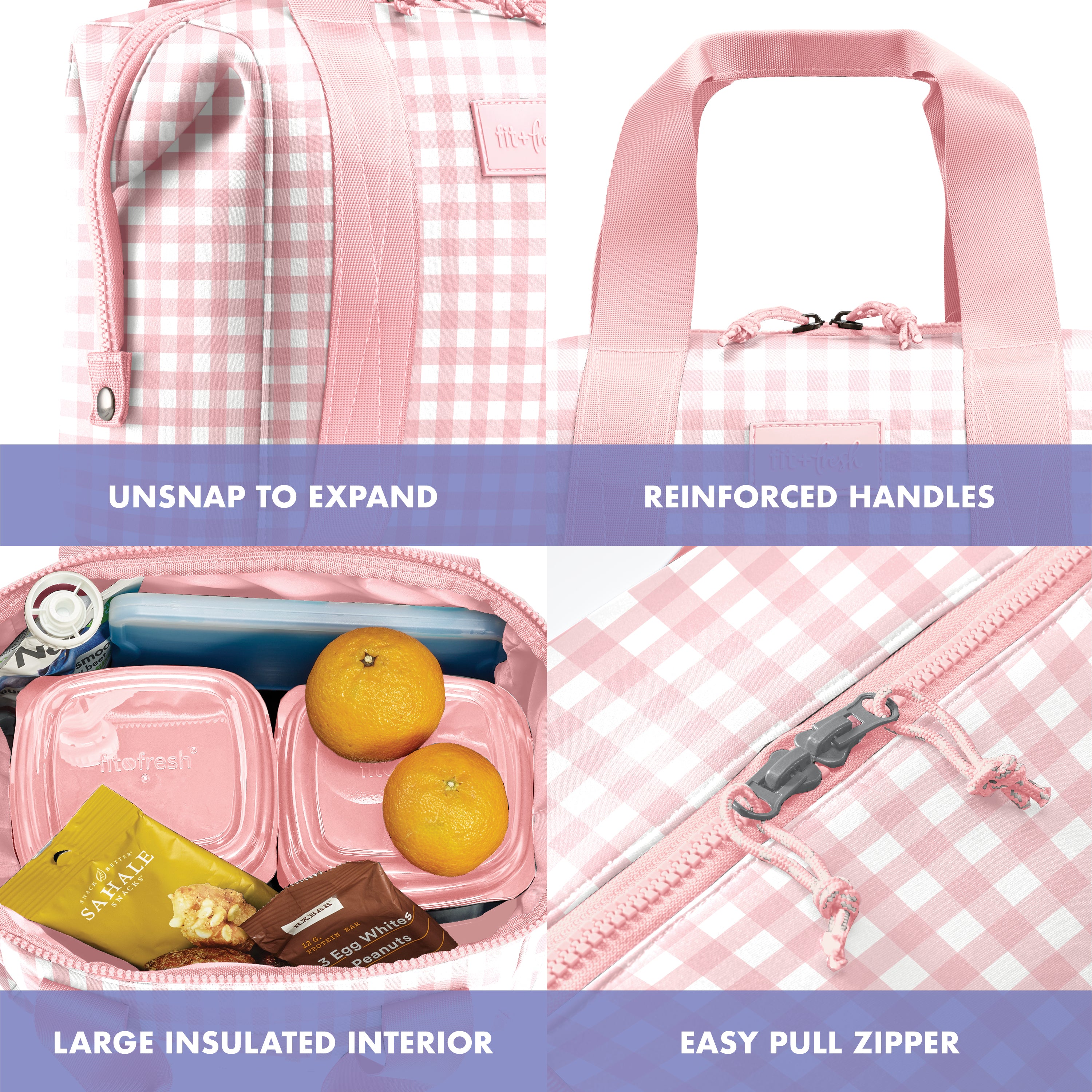 fit-fresh-remi-neoprene-lunch-bag-with-lunch-kit-pink-gingham image 3