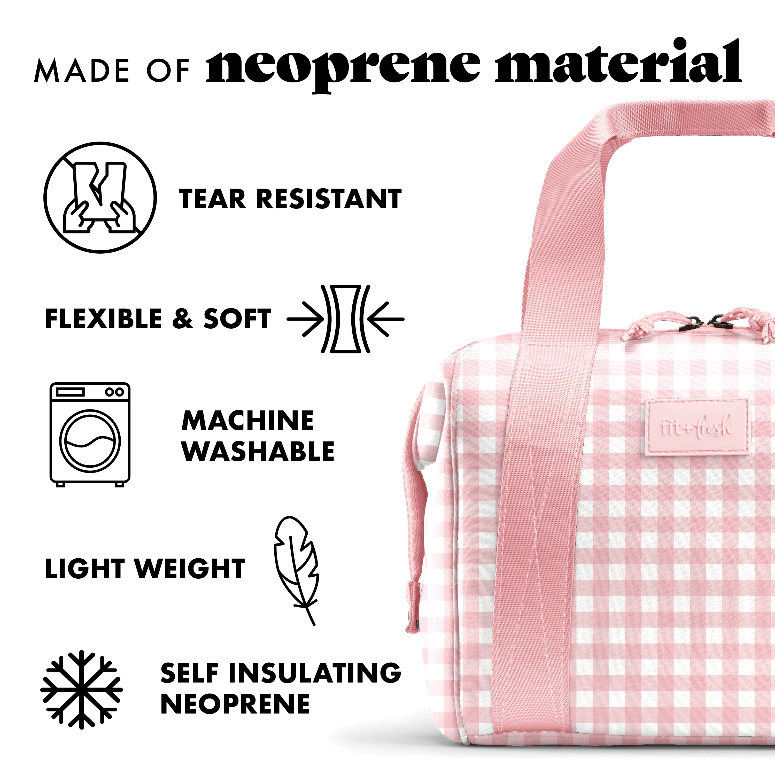 fit-fresh-remi-neoprene-lunch-bag-with-lunch-kit-pink-gingham image 4