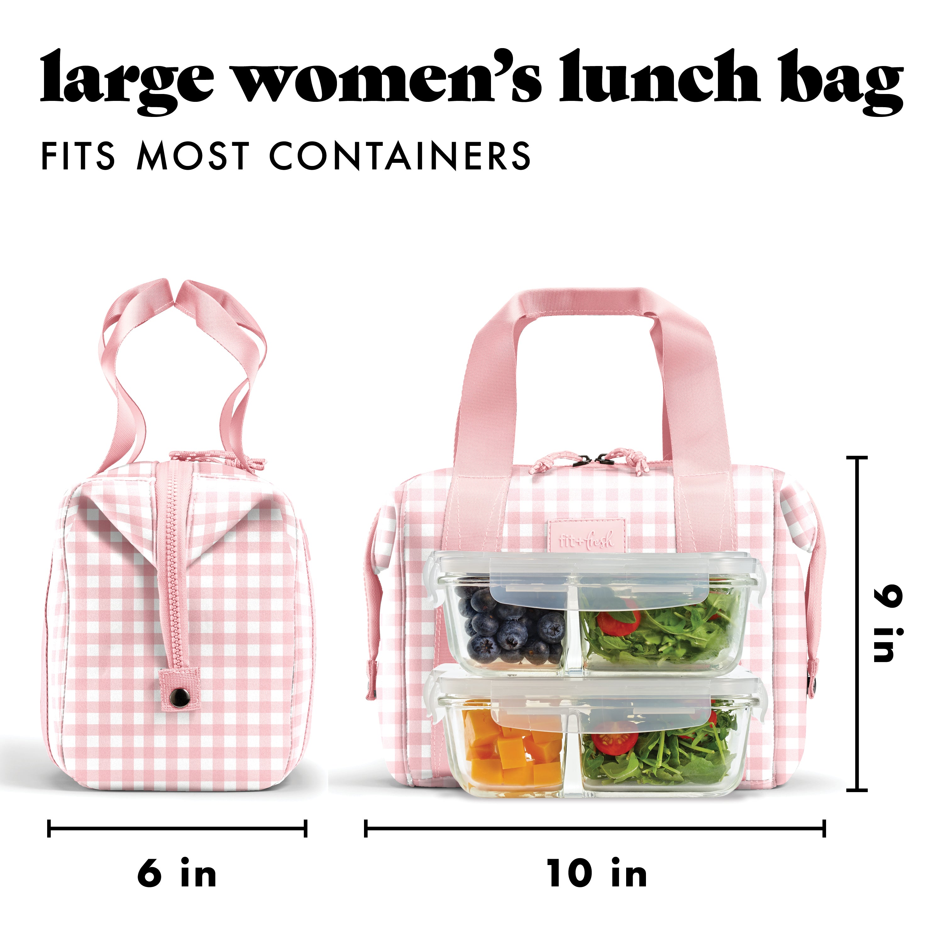 fit-fresh-remi-neoprene-lunch-bag-with-lunch-kit-pink-gingham image 5