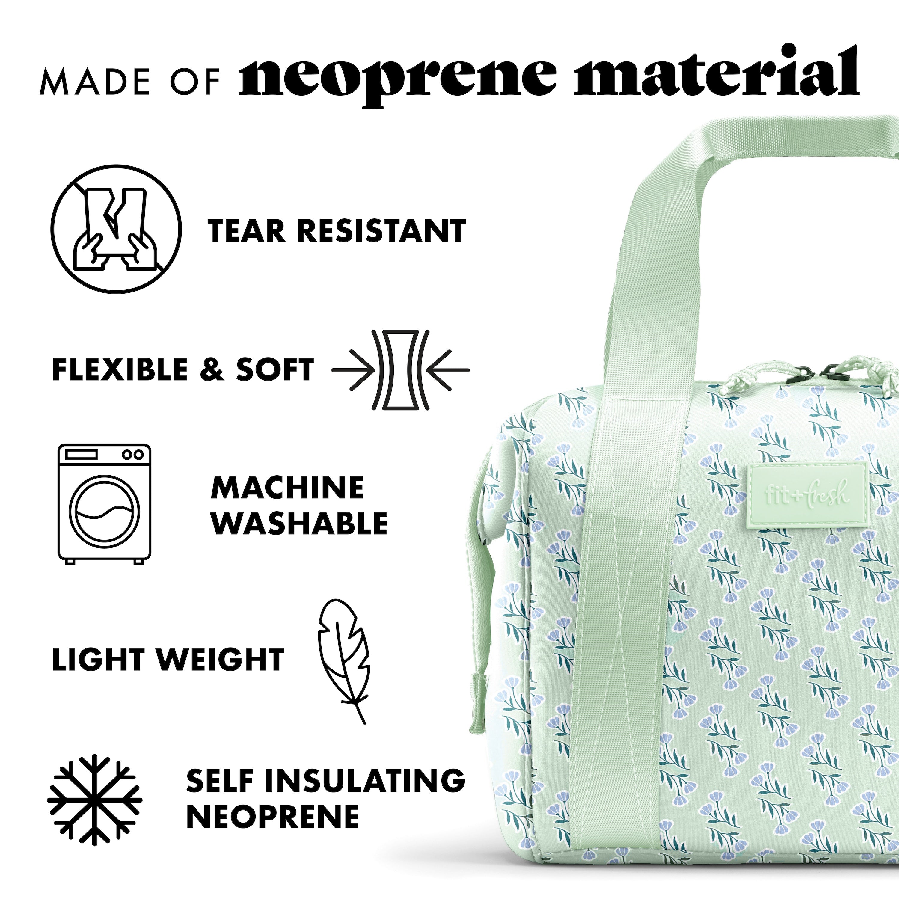 fit-fresh-remi-neoprene-lunch-bag-with-lunch-kit-sage-flower-block-complete-insu image 4