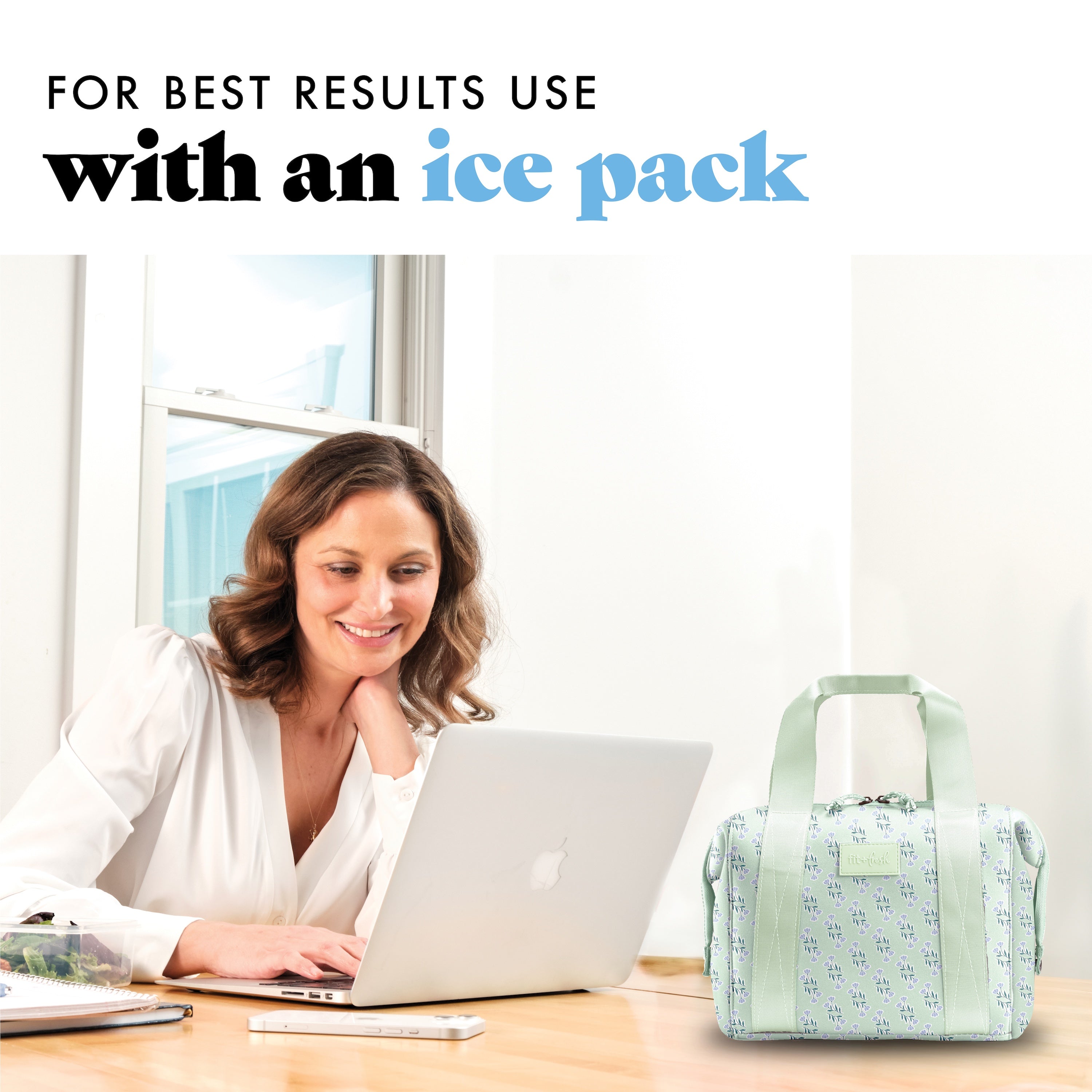 fit-fresh-remi-neoprene-lunch-bag-with-lunch-kit-sage-flower-block-complete-insu image 6