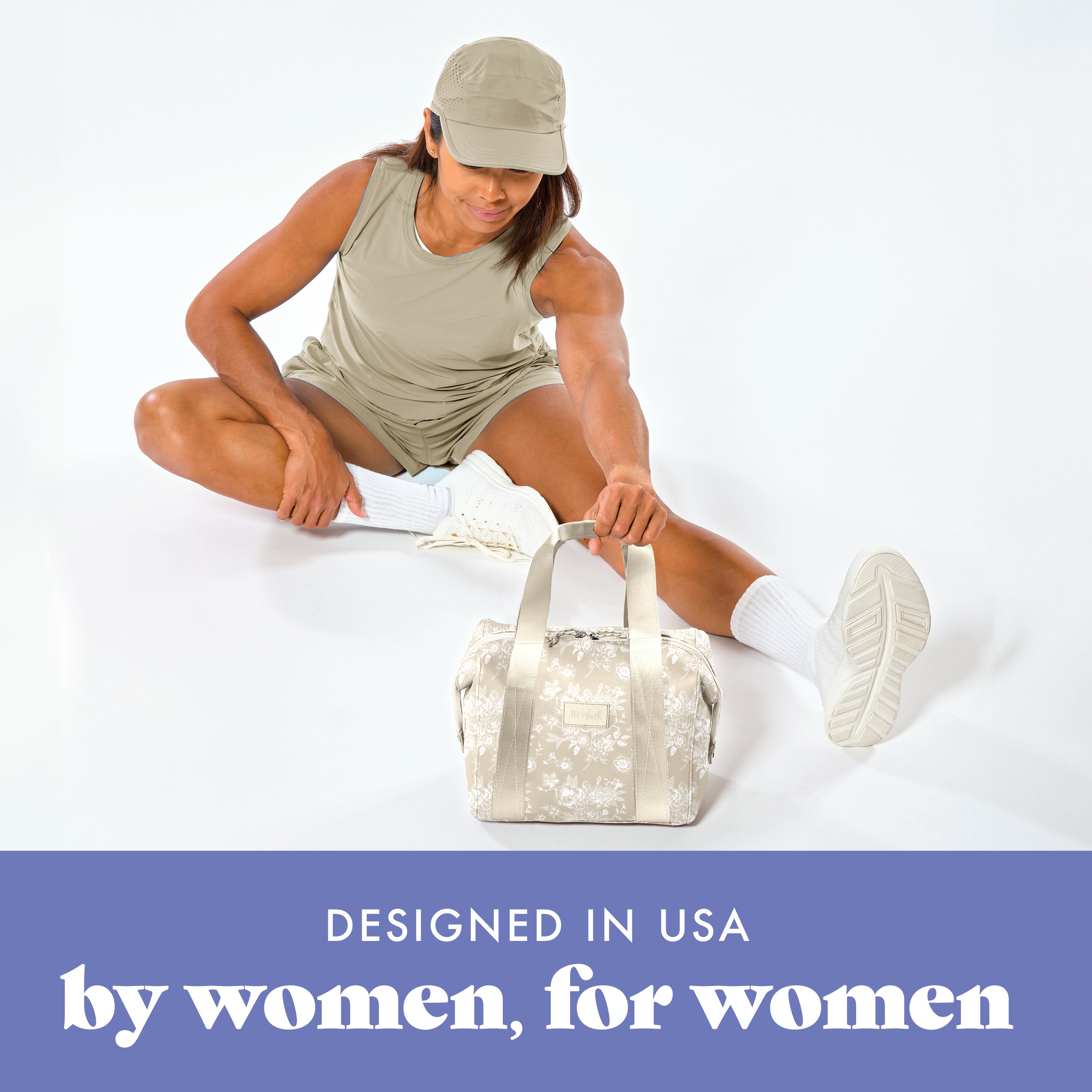 fit-fresh-remi-neoprene-lunch-bag-with-lunch-kit-tan-floral-toile image 7