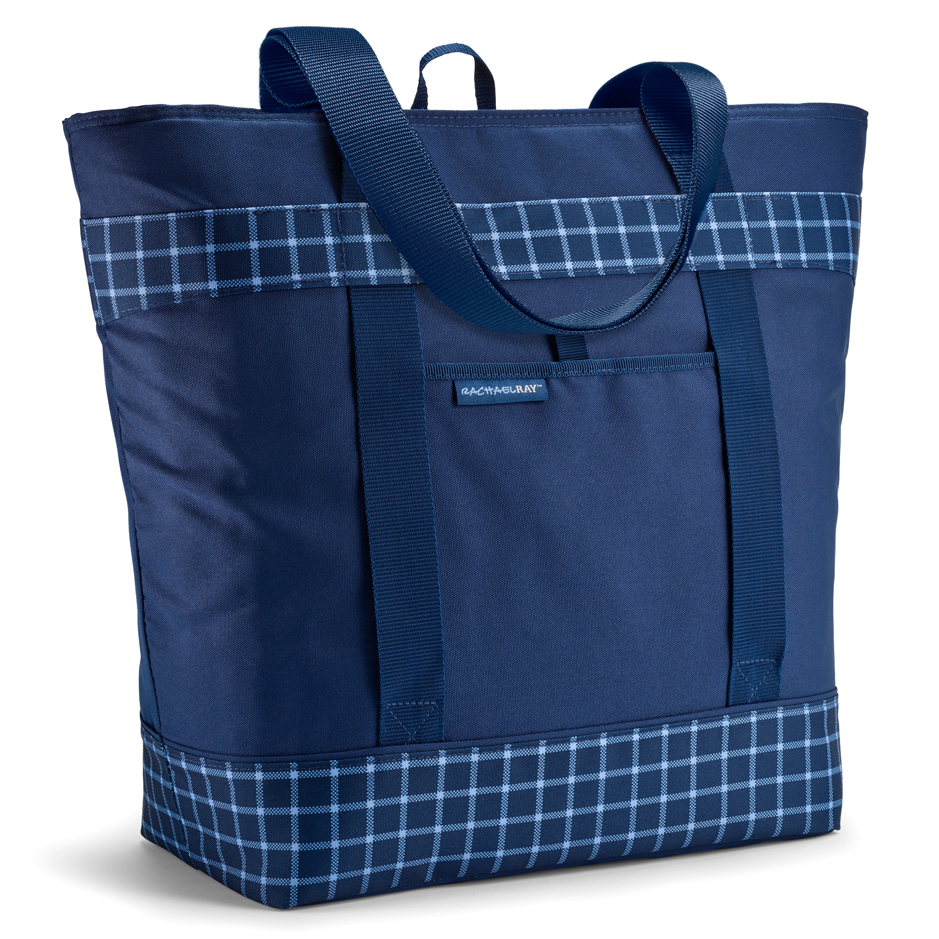 rachael-ray-jumbo-chillout-insulated-cooler-tote-bag-navy-gingham image 1