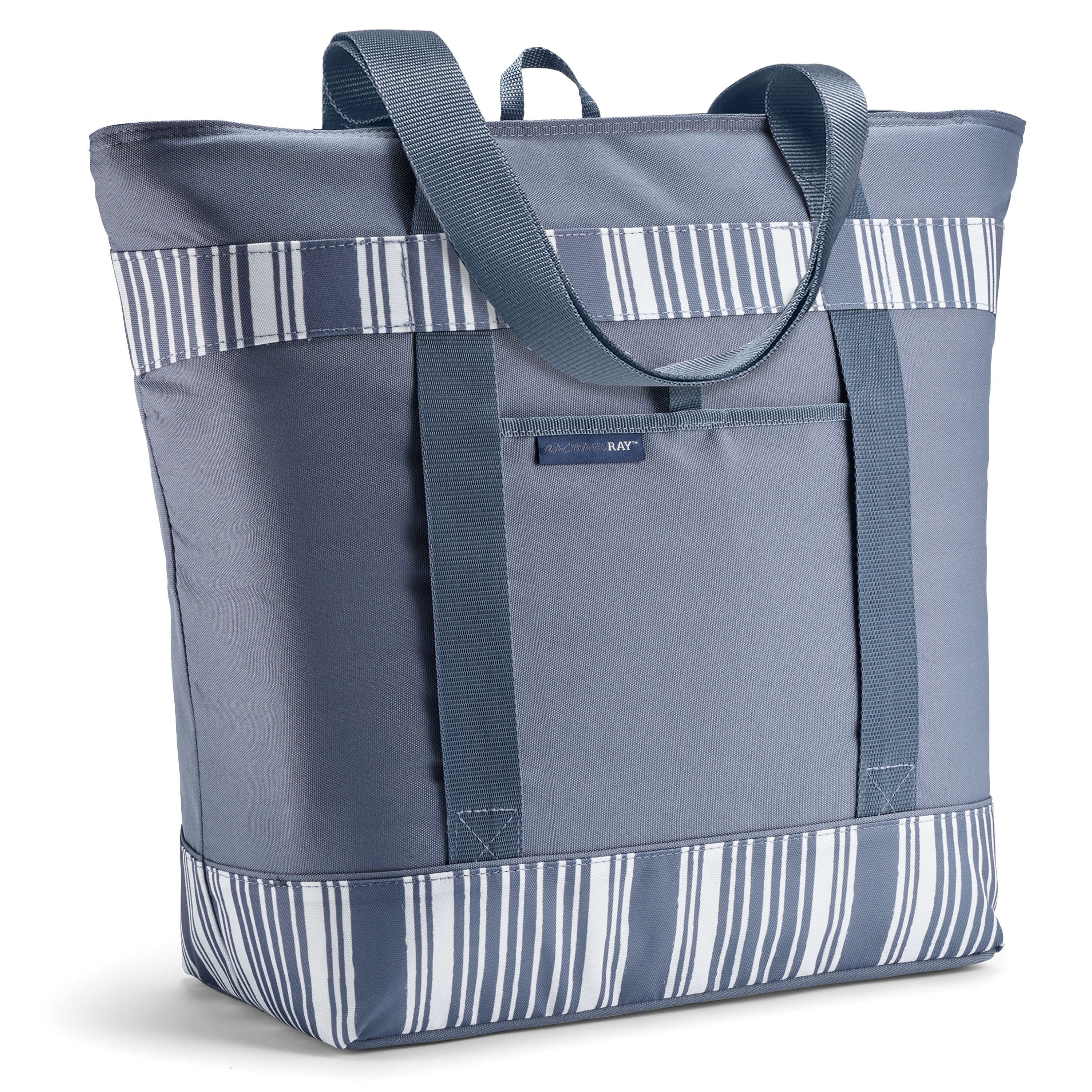 rachael-ray-jumbo-chillout-insulated-cooler-tote-bag-slate-stripe-triple-tek-the image 1
