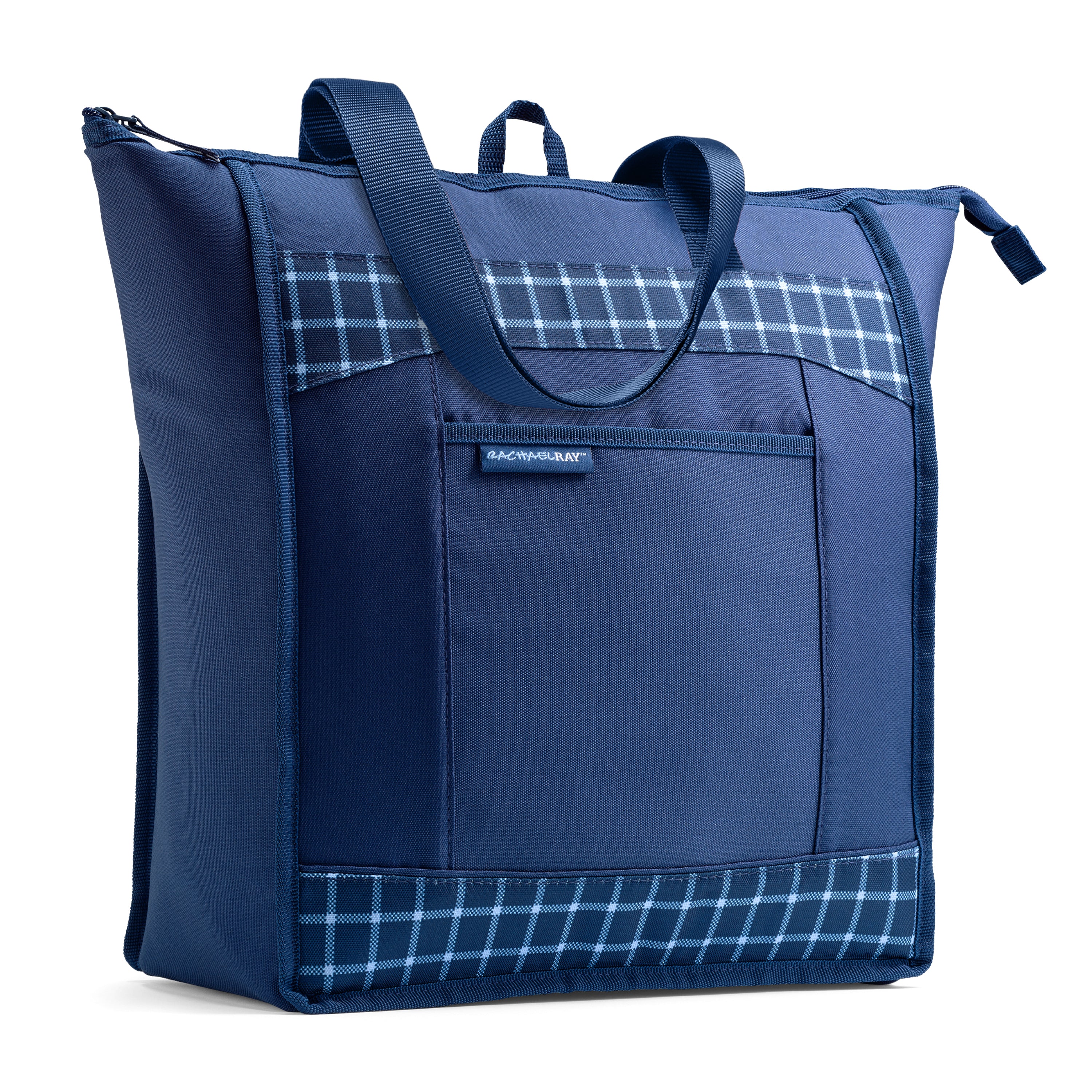 rachael-ray-chillout-insulated-cooler-tote-bag-navy-gingham-triple-tek-thermal-c image 1