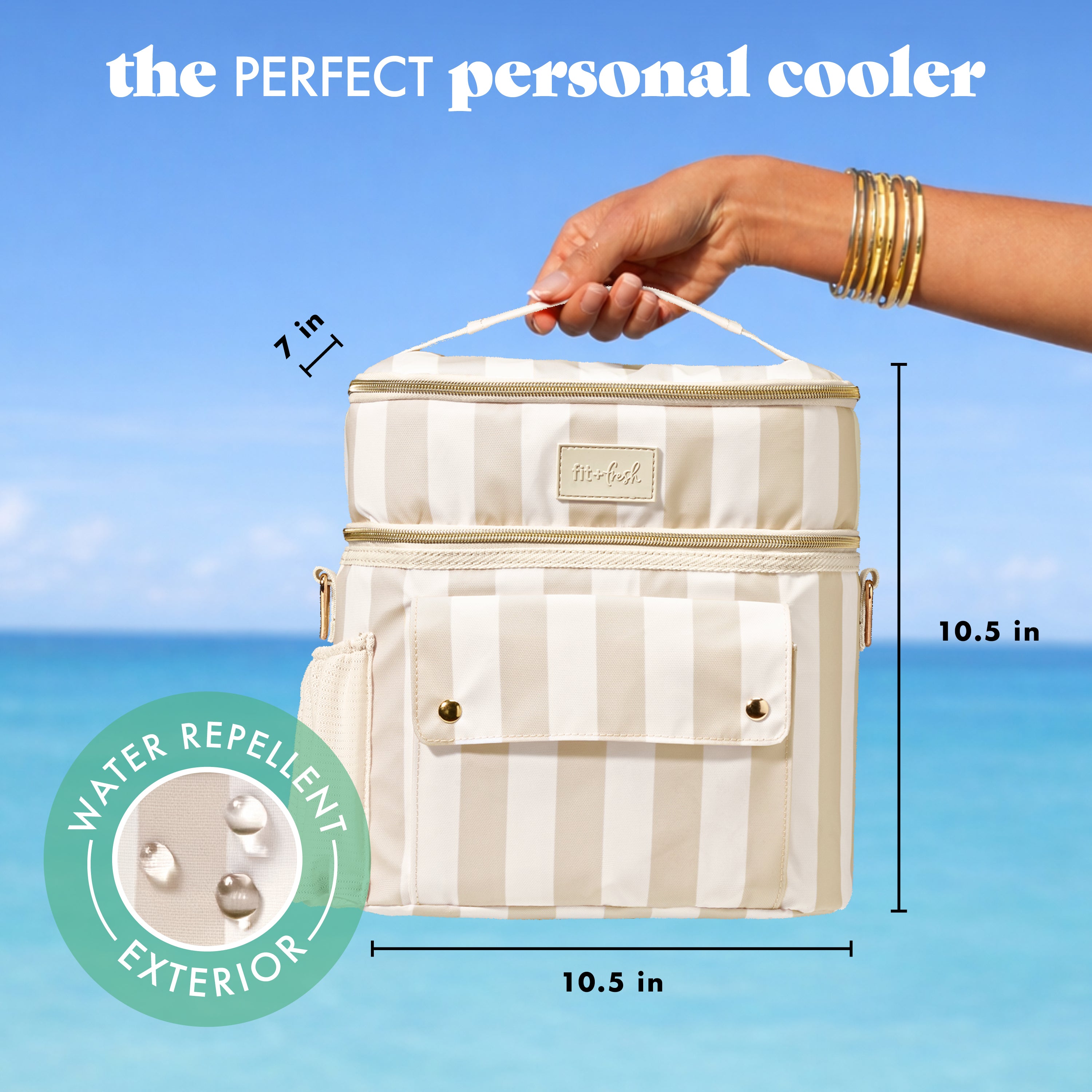 fit-fresh-sidekick-15-can-dual-compartment-cooler-bag-pina-colada-cabana-stripe- image 3