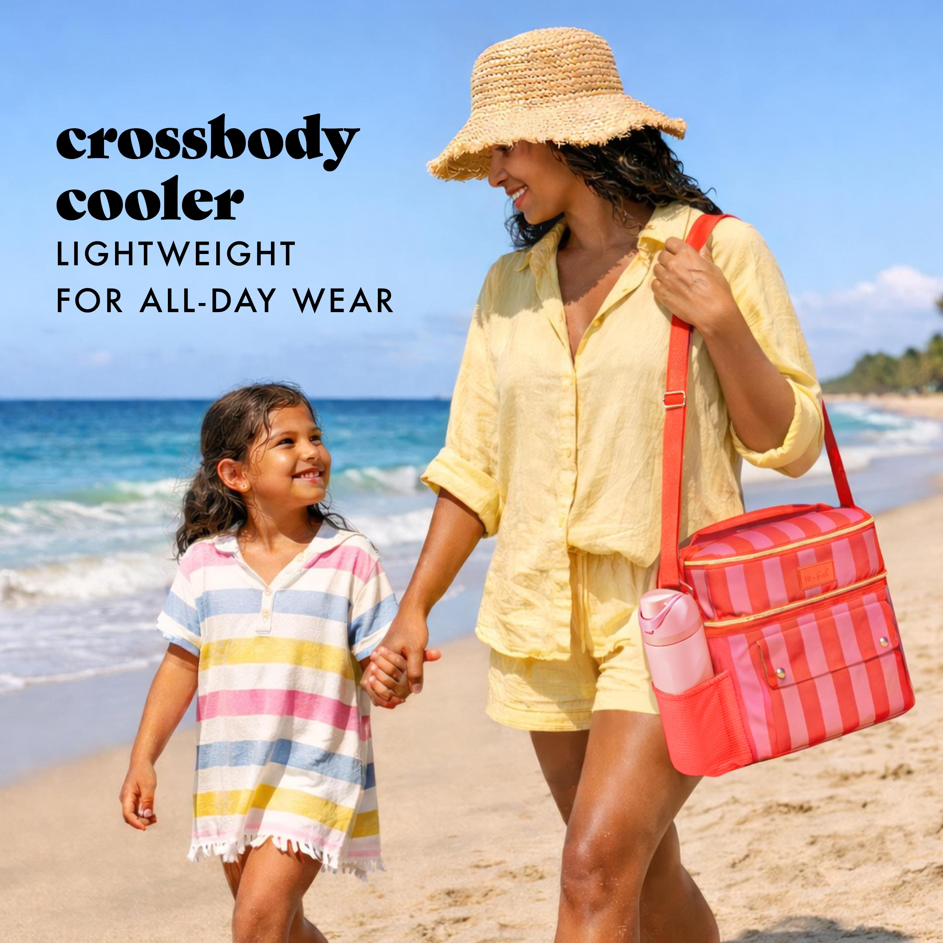fit-fresh-sidekick-15-can-dual-compartment-cooler-bag-daiquiri-cabana-stripe-lea image 2