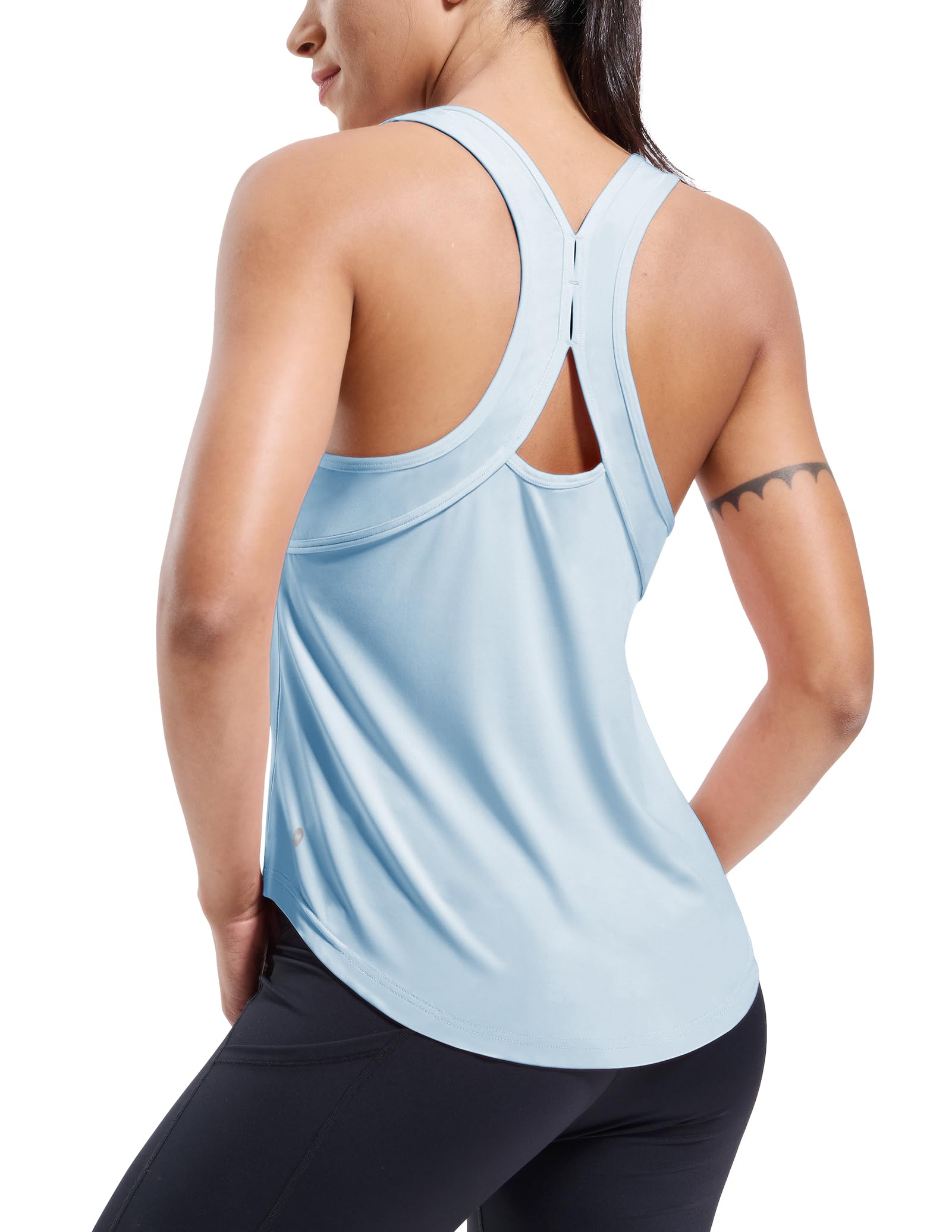 mier-women-s-racerback-tank-top-sleeveless-curved-hem-workout-running-tank-no-bu image 2
