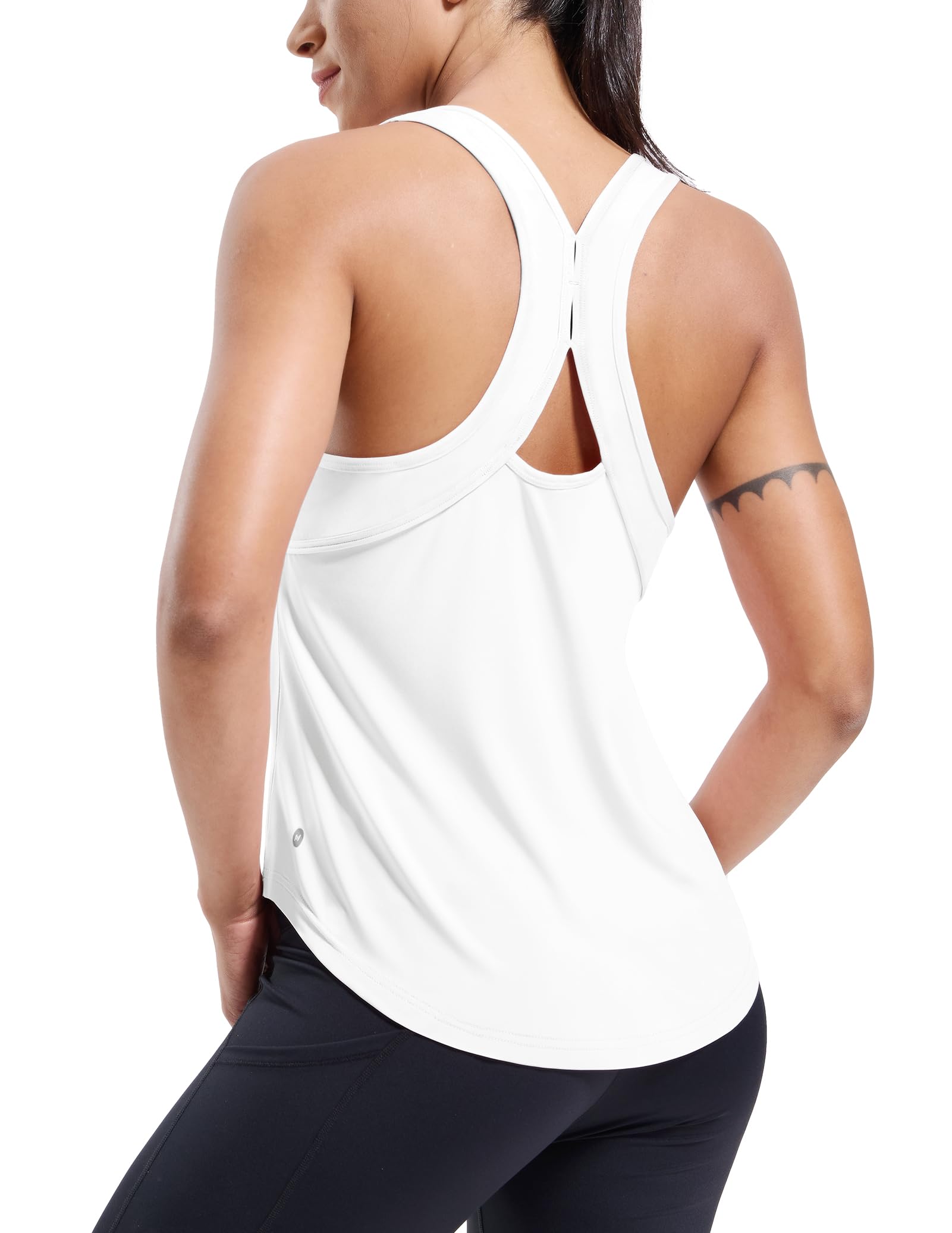 mier-women-s-racerback-tank-top-sleeveless-curved-hem-workout-running-tank-no-bu image 7