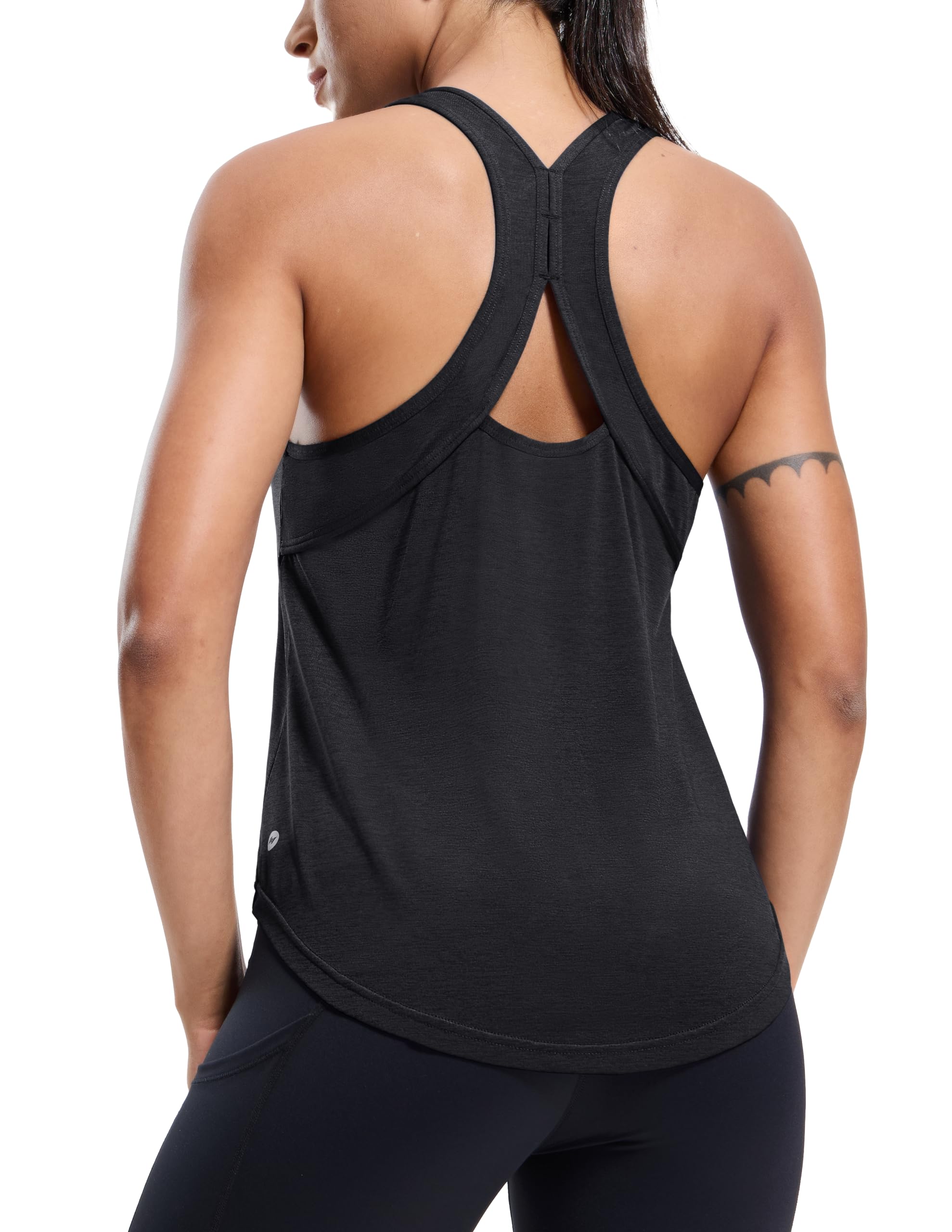 mier-women-s-racerback-tank-top-sleeveless-curved-hem-workout-running-tank-no-bu image 8