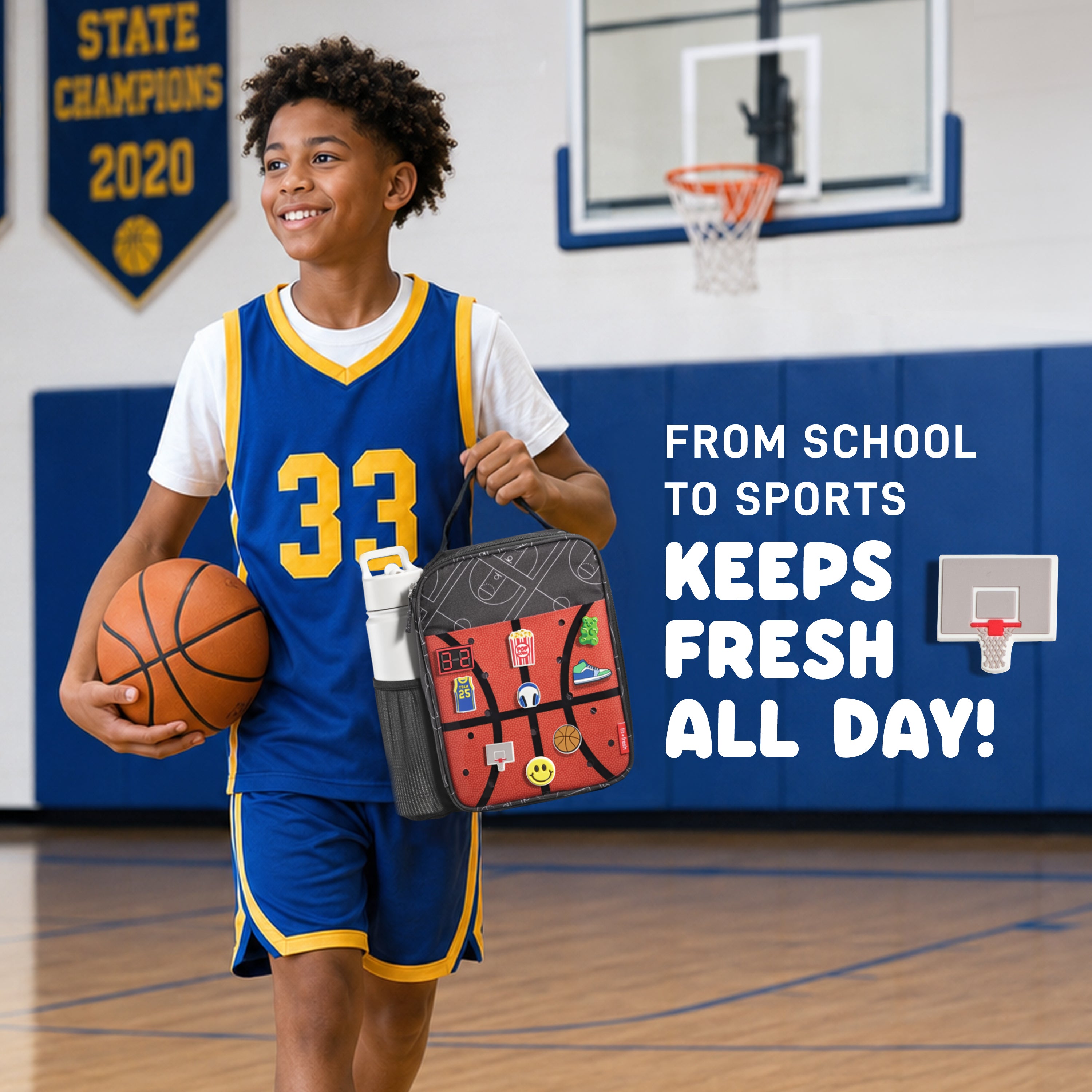 fit-fresh-charm-kids-lunch-bag-with-6-charms-basketball-insulated-customizable-l image 4