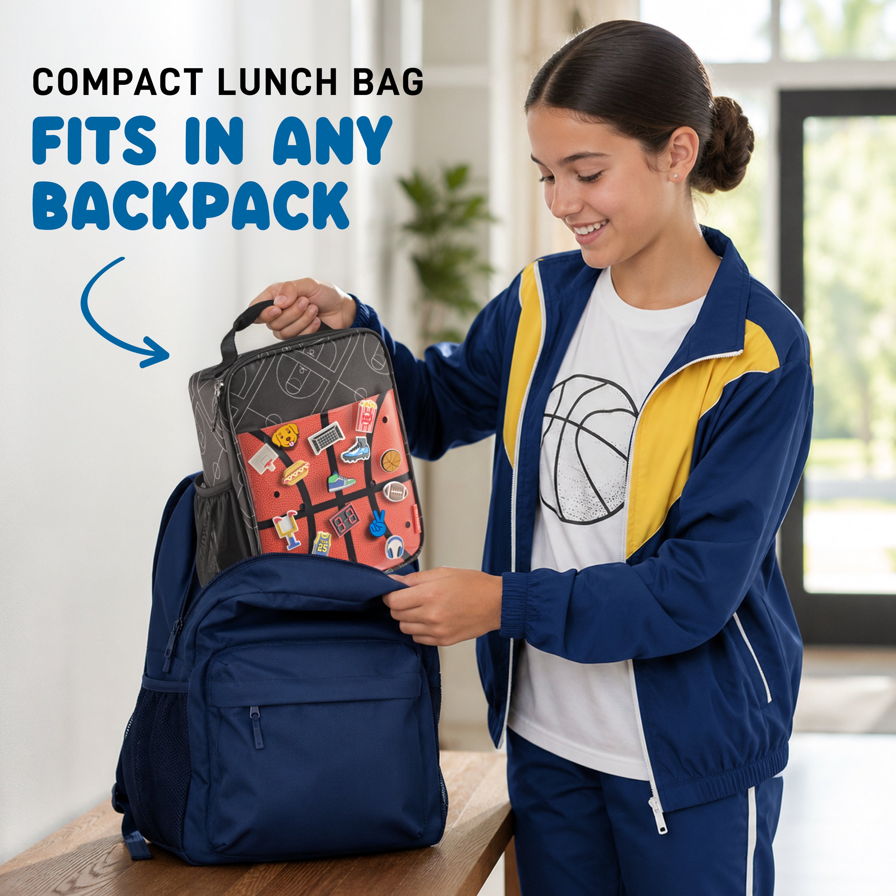 fit-fresh-charm-kids-lunch-bag-with-6-charms-basketball-insulated-customizable-l image 7