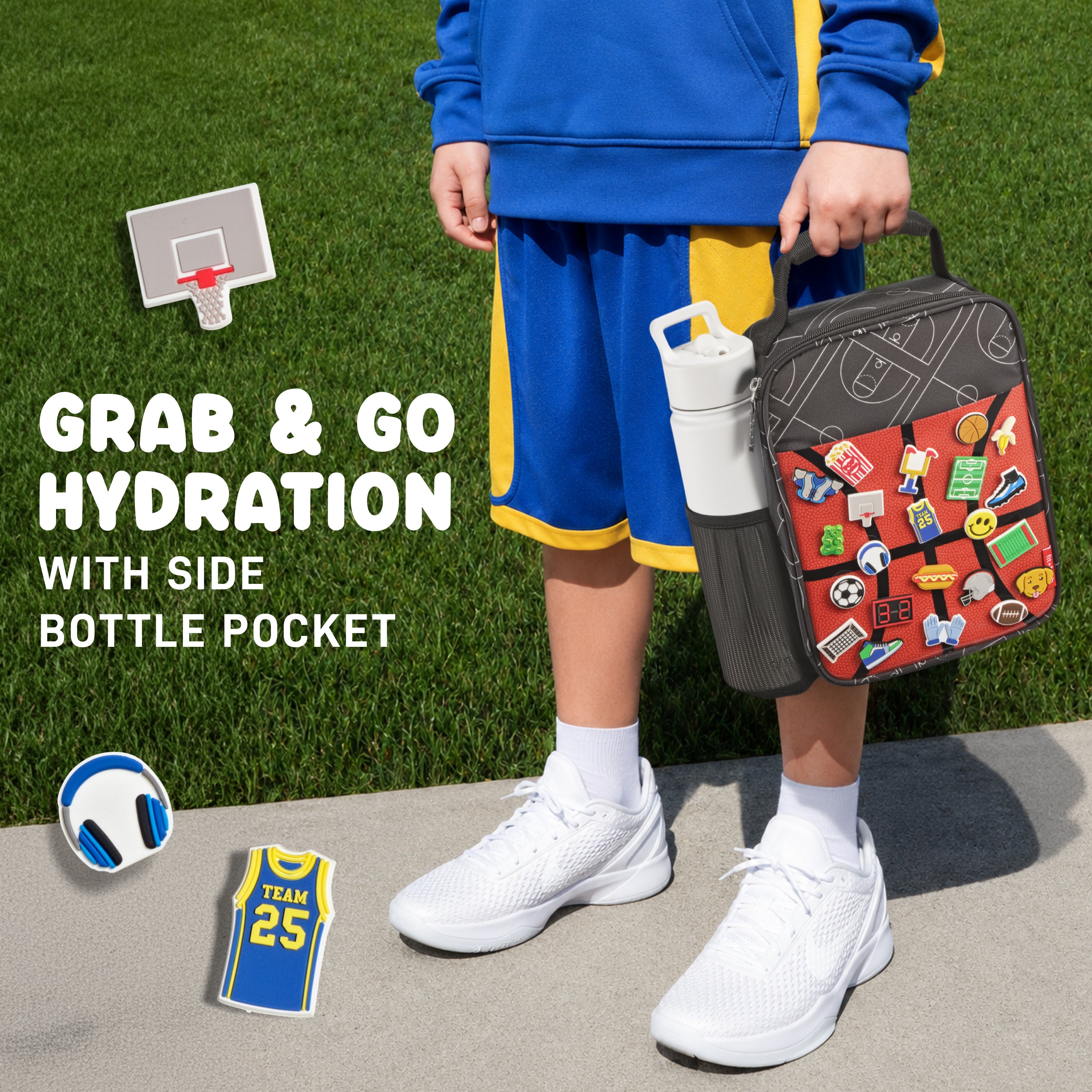 fit-fresh-charm-kids-lunch-bag-with-6-charms-basketball-insulated-customizable-l image 8