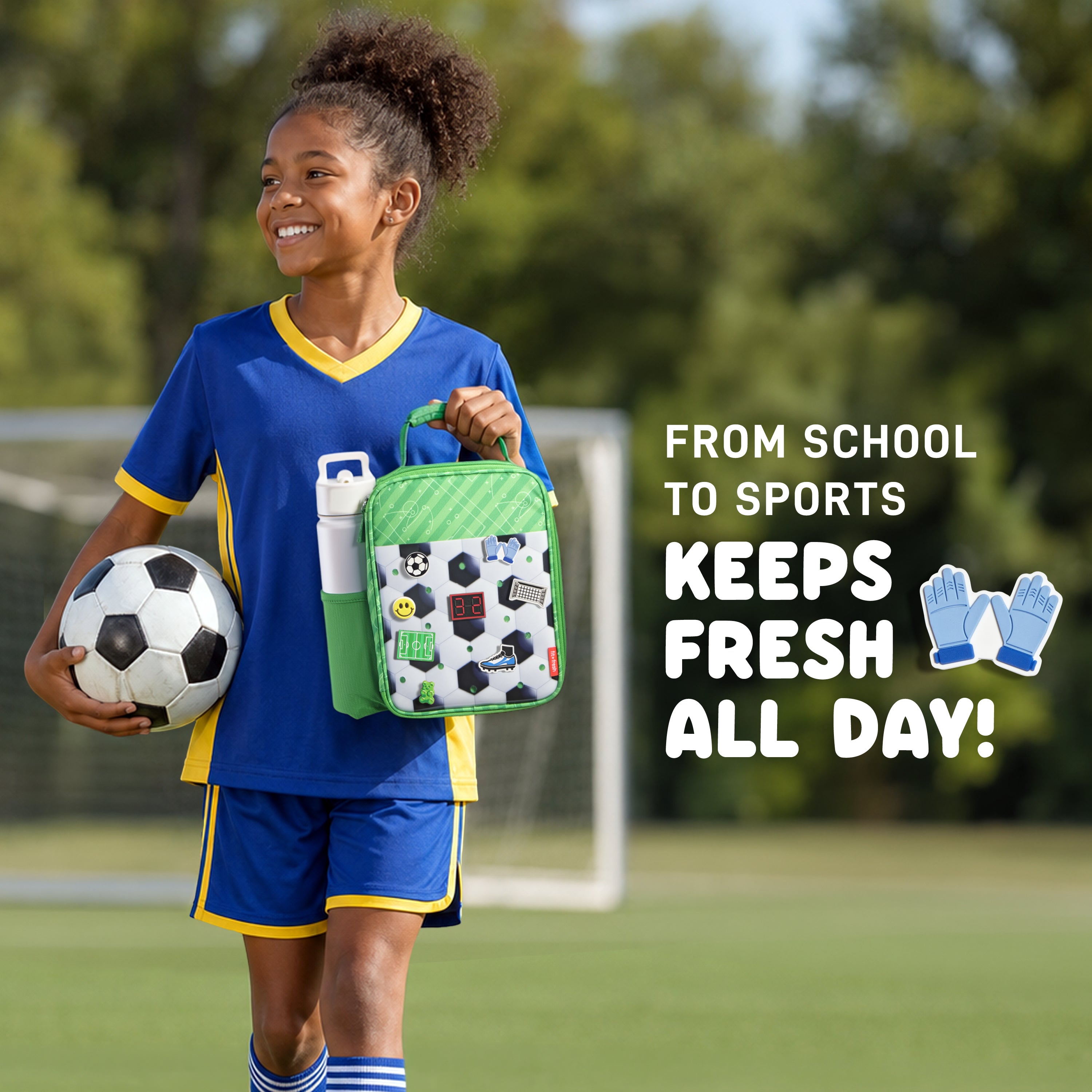 fit-fresh-charm-kids-lunch-bag-with-6-charms-soccer-insulated-kids-lunch-box-wit image 4