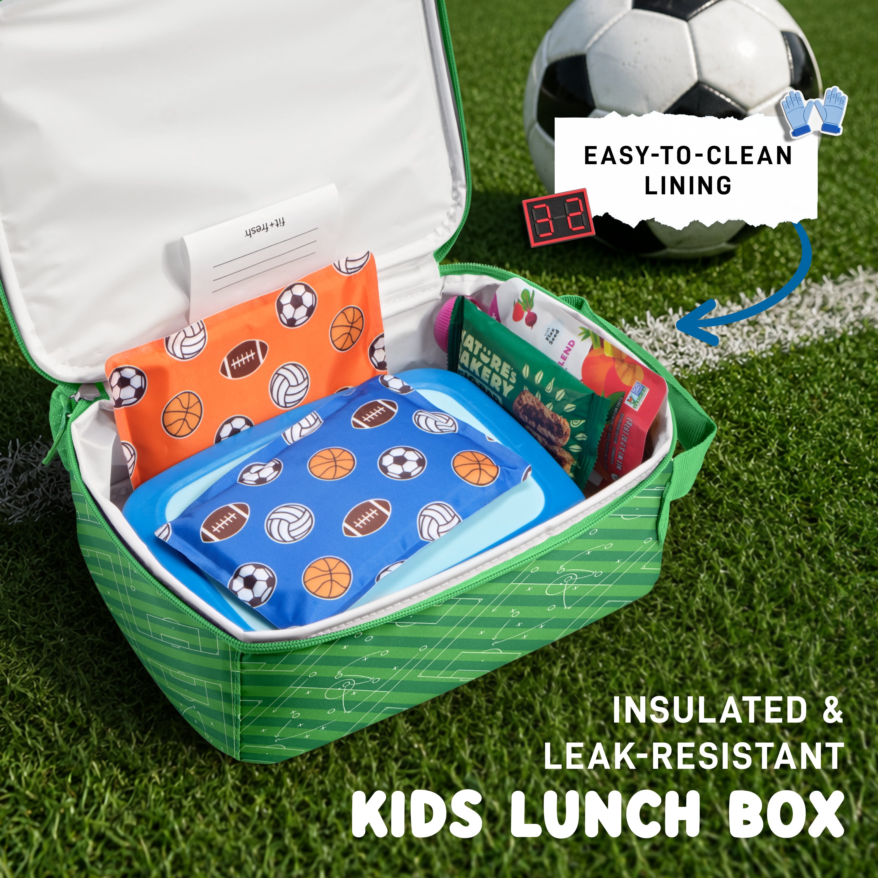 fit-fresh-charm-kids-lunch-bag-with-6-charms-soccer-insulated-kids-lunch-box-wit image 6