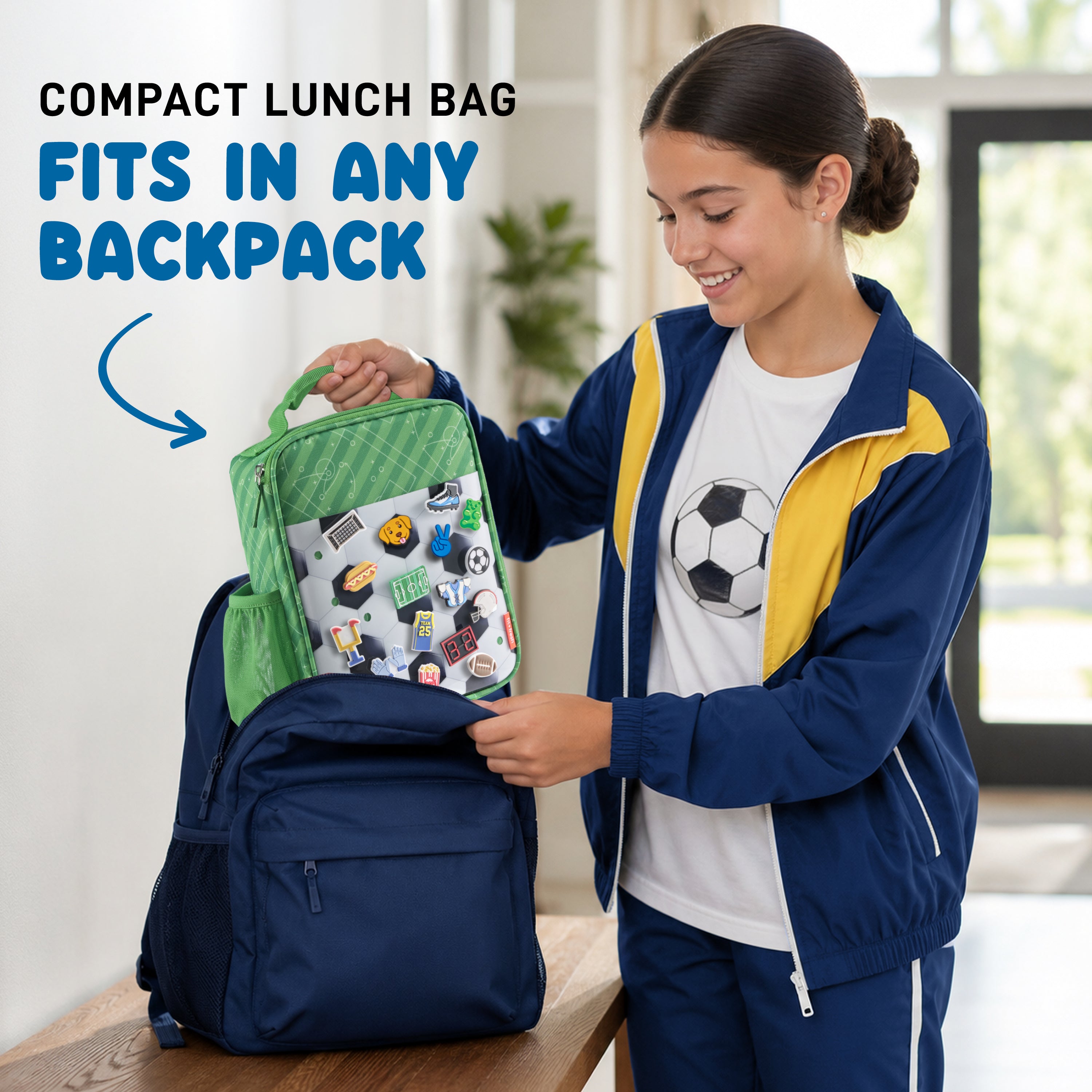 fit-fresh-charm-kids-lunch-bag-with-6-charms-soccer-insulated-kids-lunch-box-wit image 7