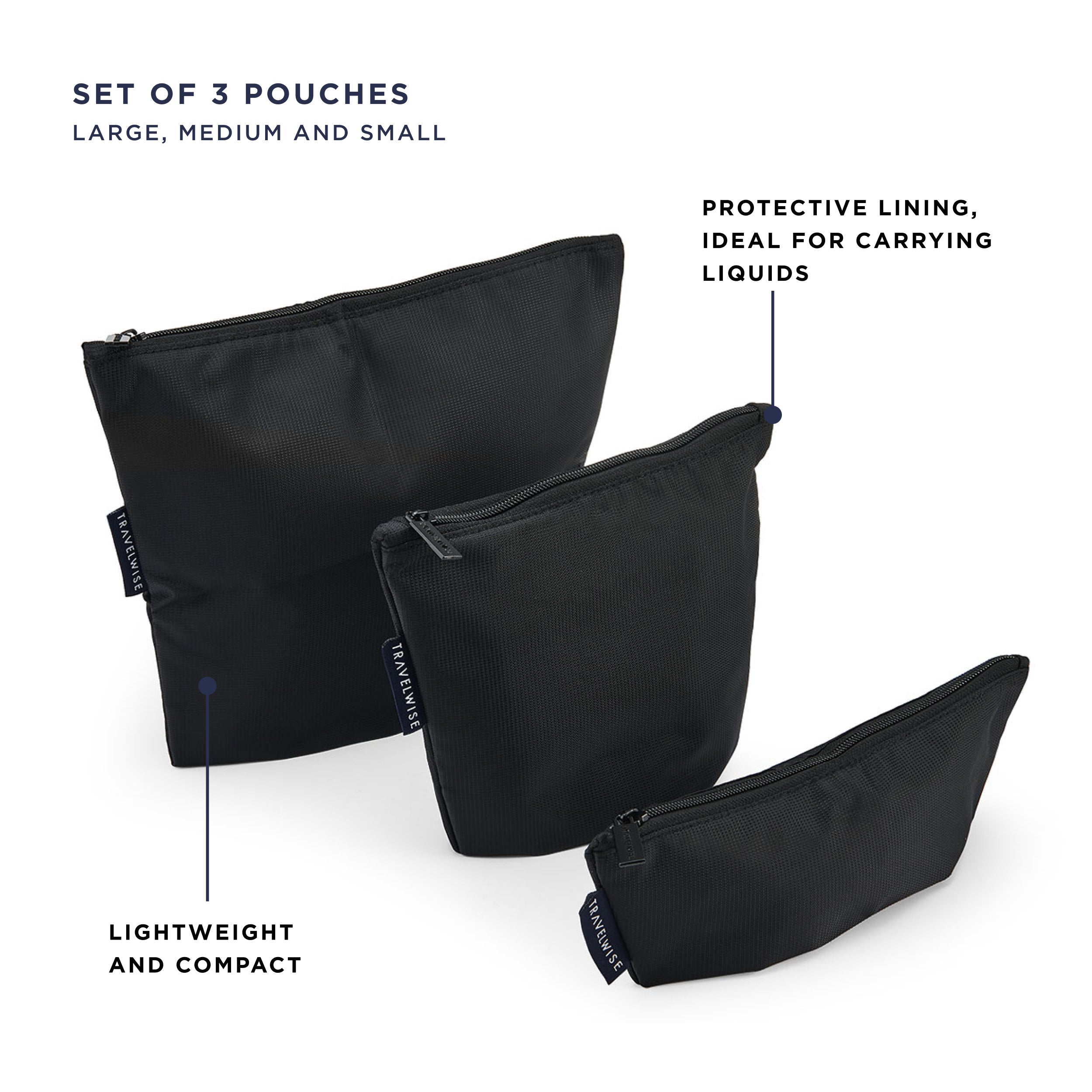 built-travelwise-3-piece-top-zip-pouch-set-small-medium-large-polyester-travel-o image 8