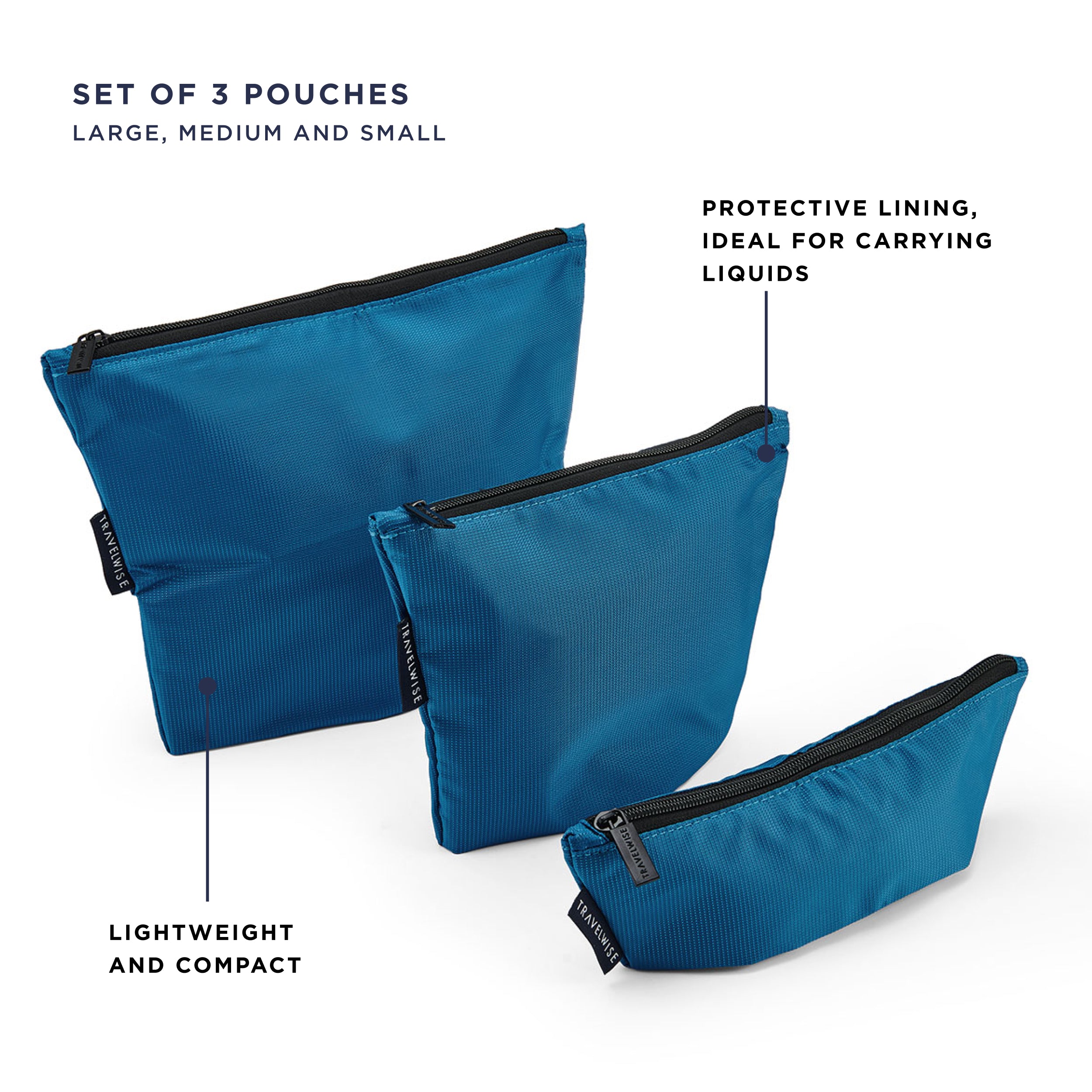 built-travelwise-3-piece-top-zip-pouch-set-small-medium-large-polyester-travel-o image 4